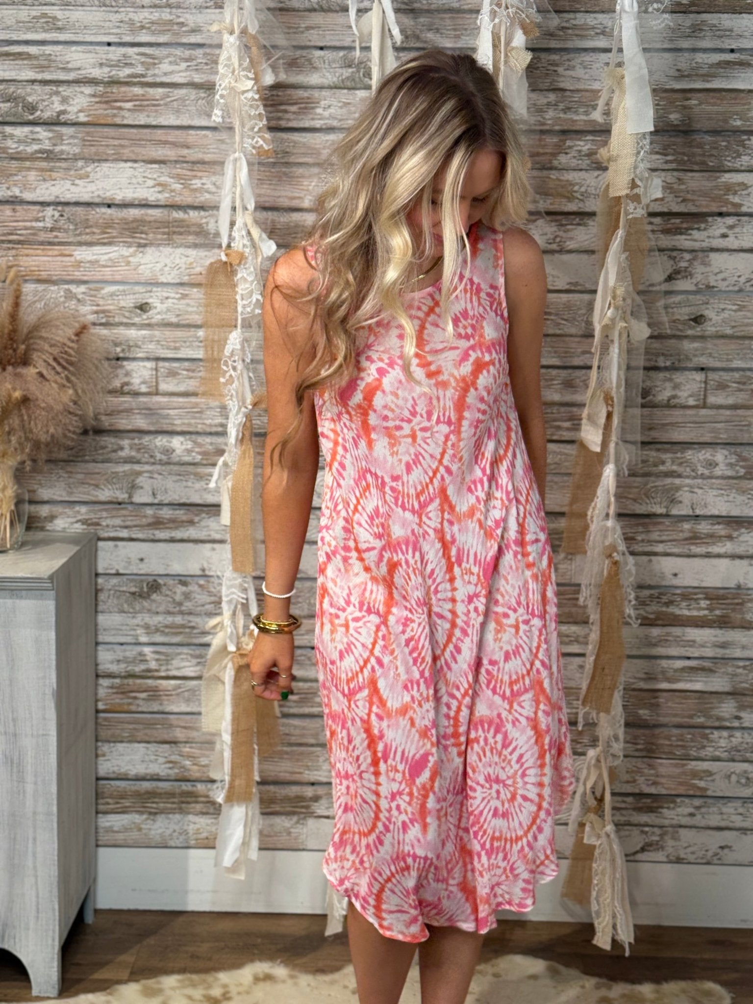 Sunset Swirl Midi Dress - Mainstream Boutique