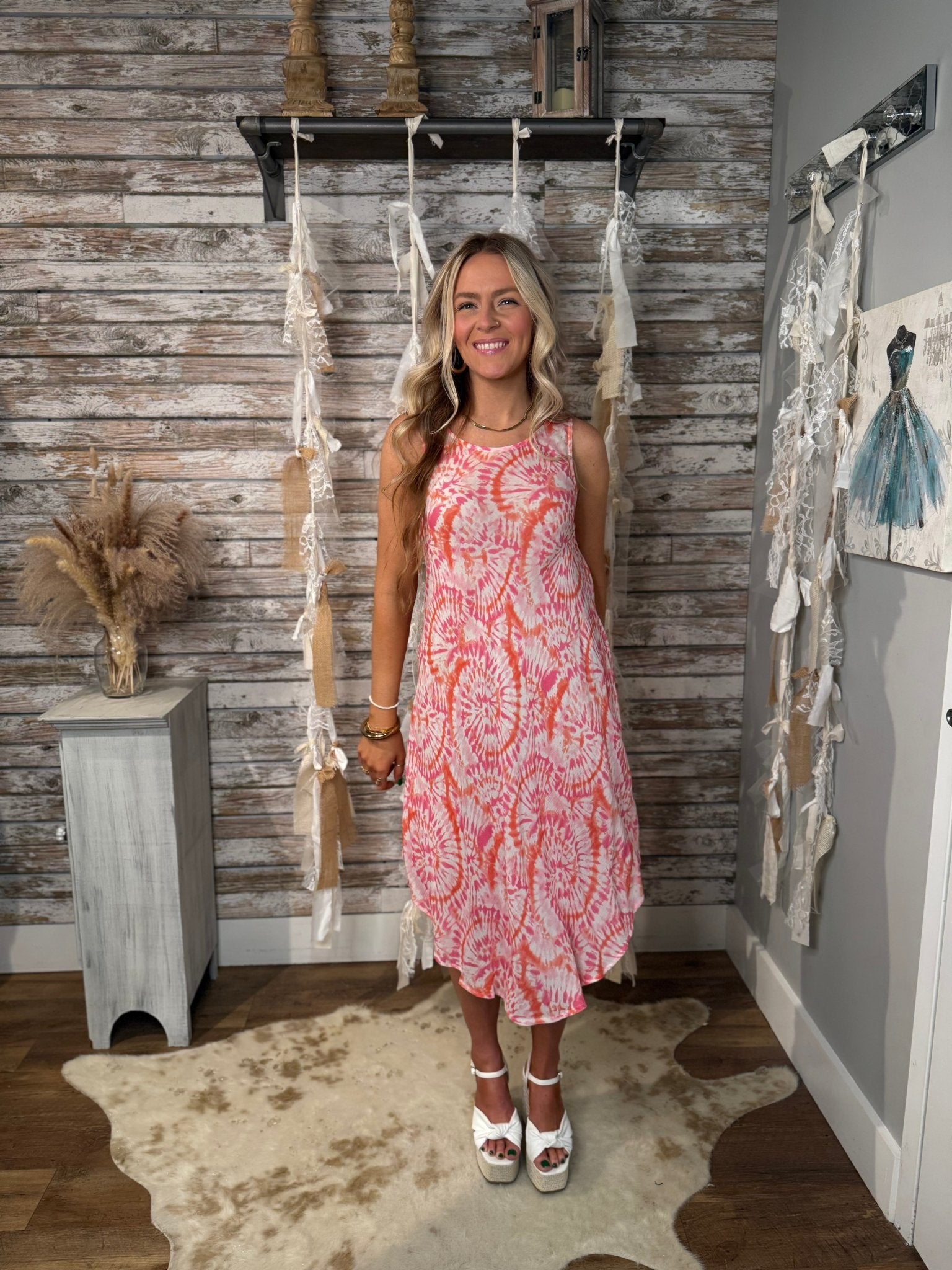 Sunset Swirl Midi Dress - Mainstream Boutique