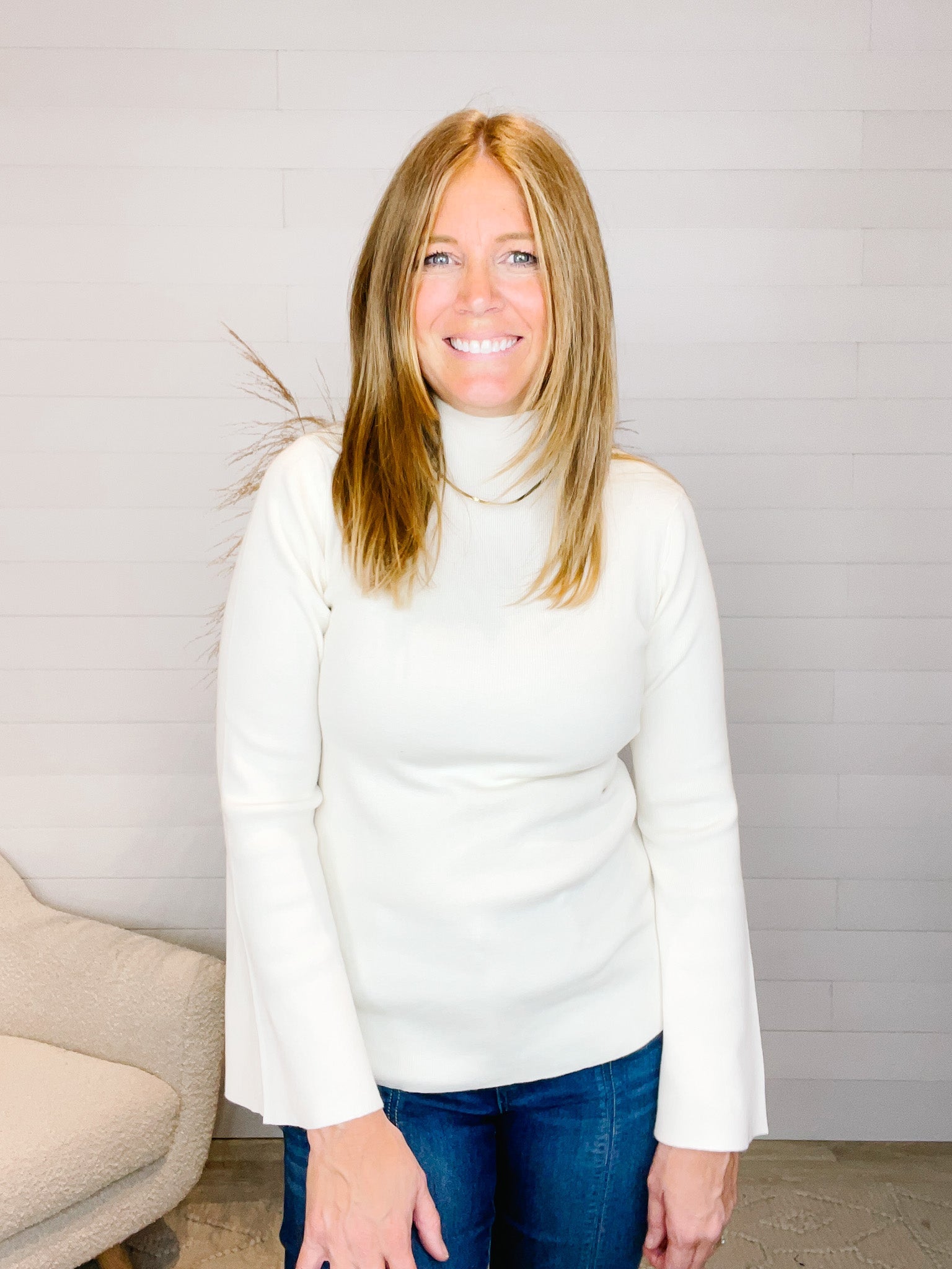 MM Mock Neck Bell Sleeve Sweater - Mainstream Boutique