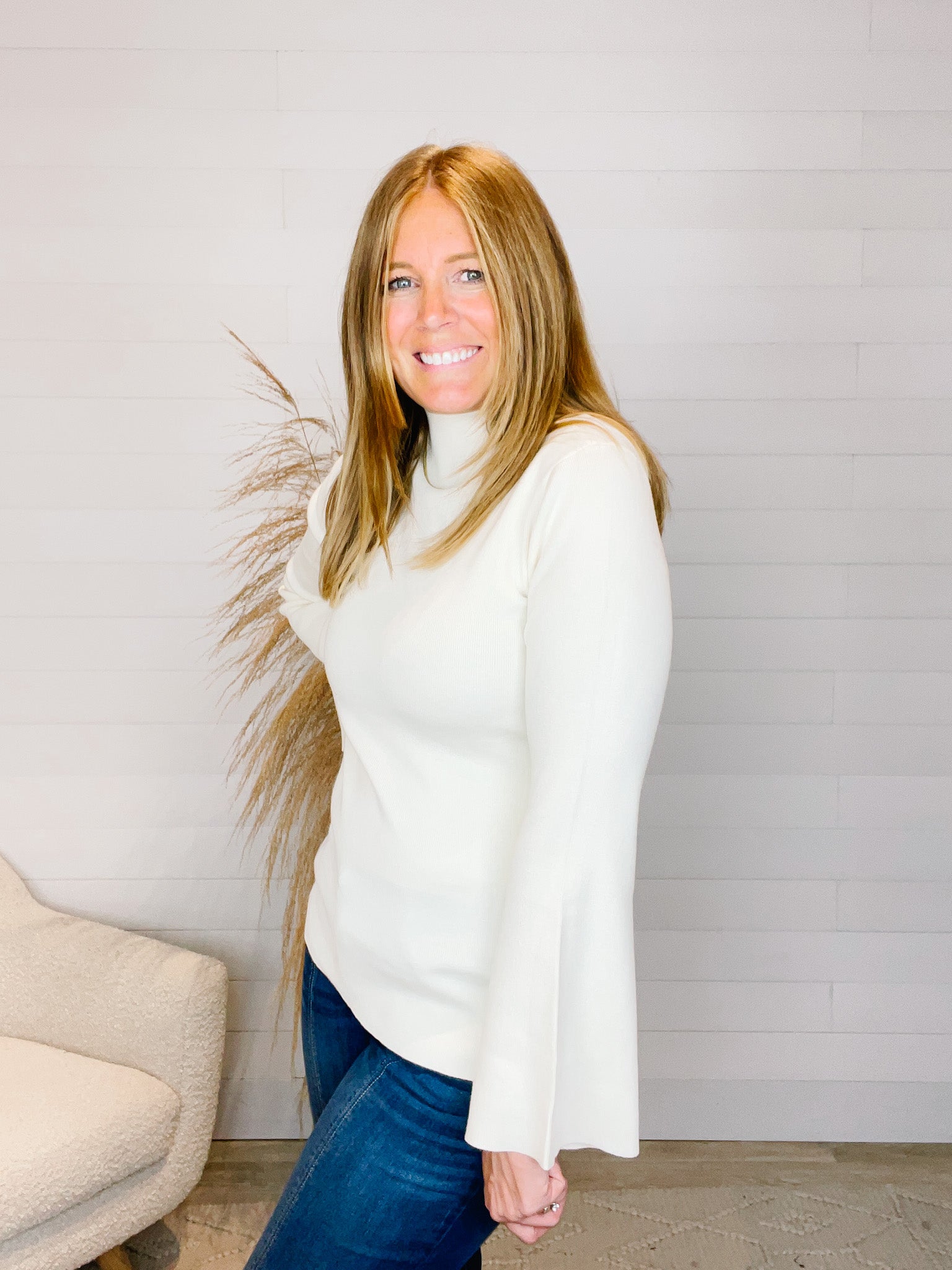 MM Mock Neck Bell Sleeve Sweater - Mainstream Boutique
