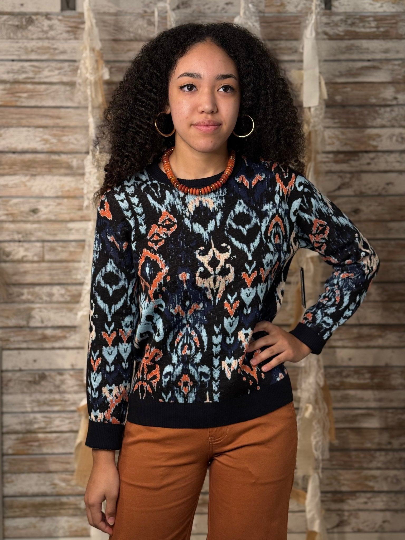 Midnight Mirage Jacquard Sweater - Mainstream Boutique