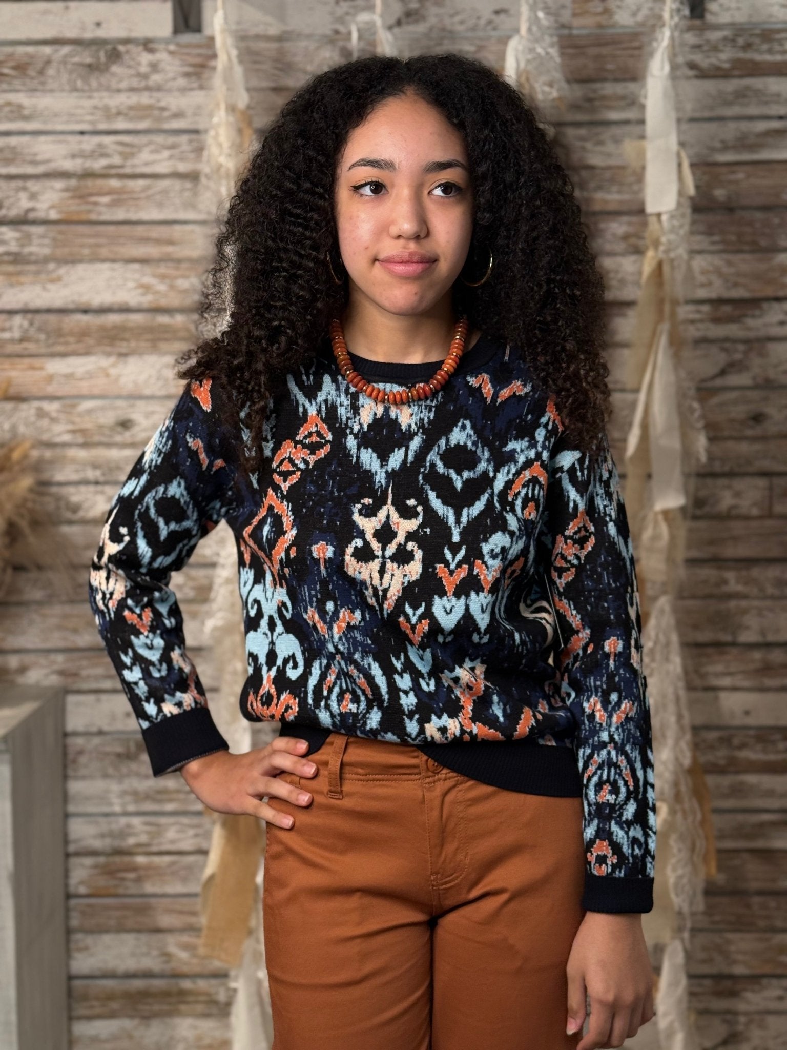 Midnight Mirage Jacquard Sweater - Mainstream Boutique