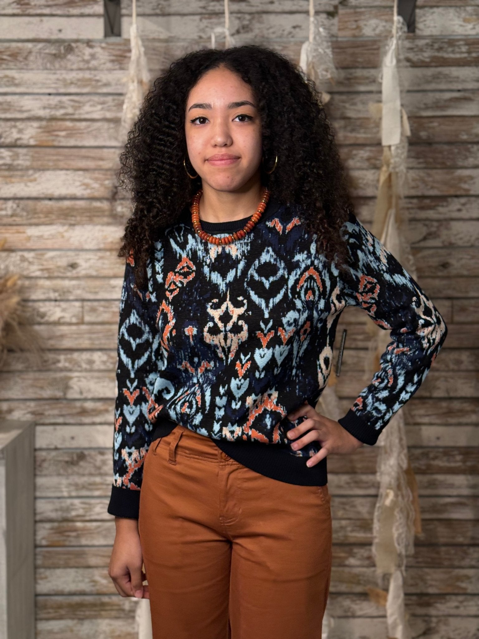 Midnight Mirage Jacquard Sweater - Mainstream Boutique