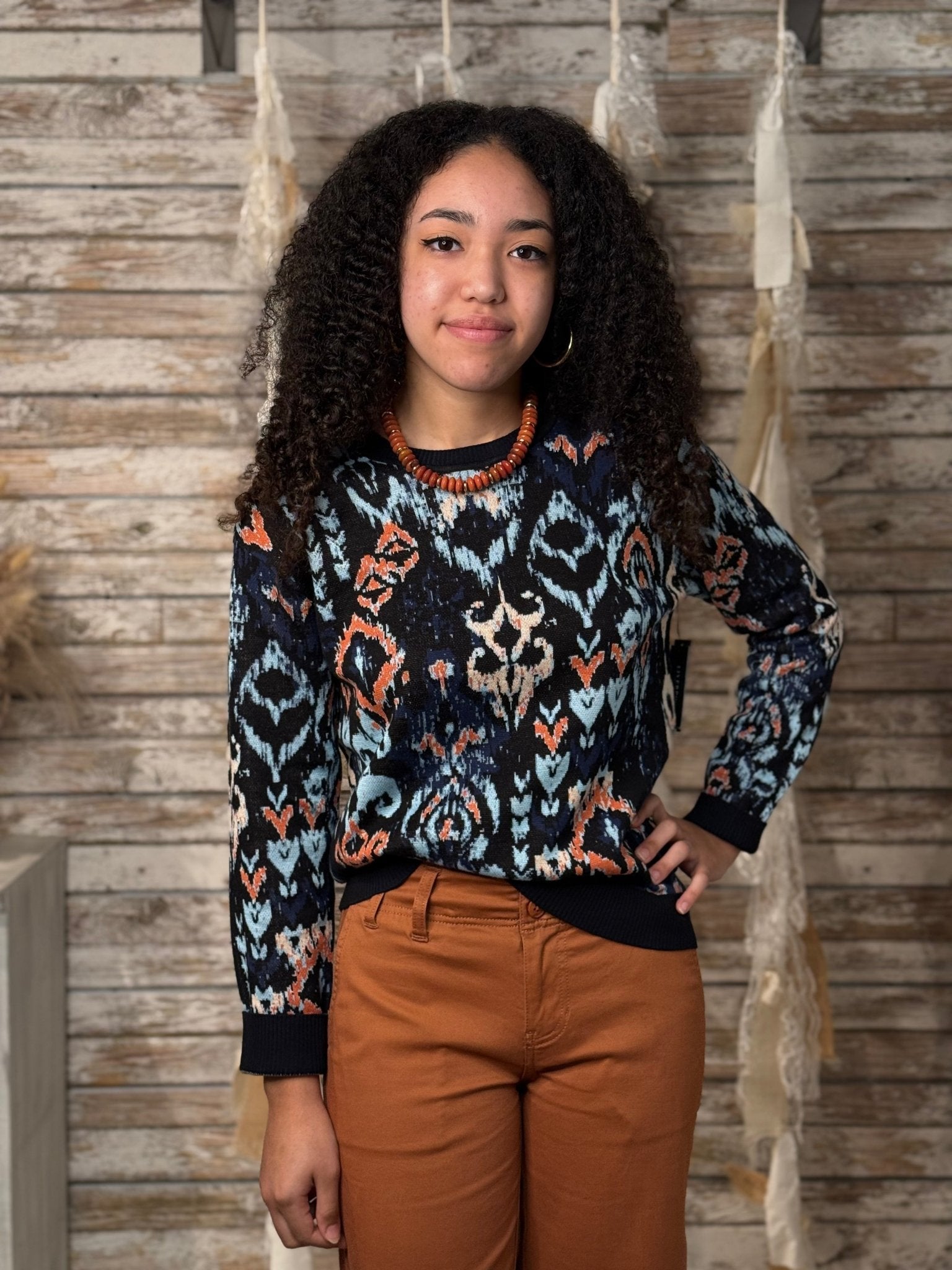 Midnight Mirage Jacquard Sweater - Mainstream Boutique