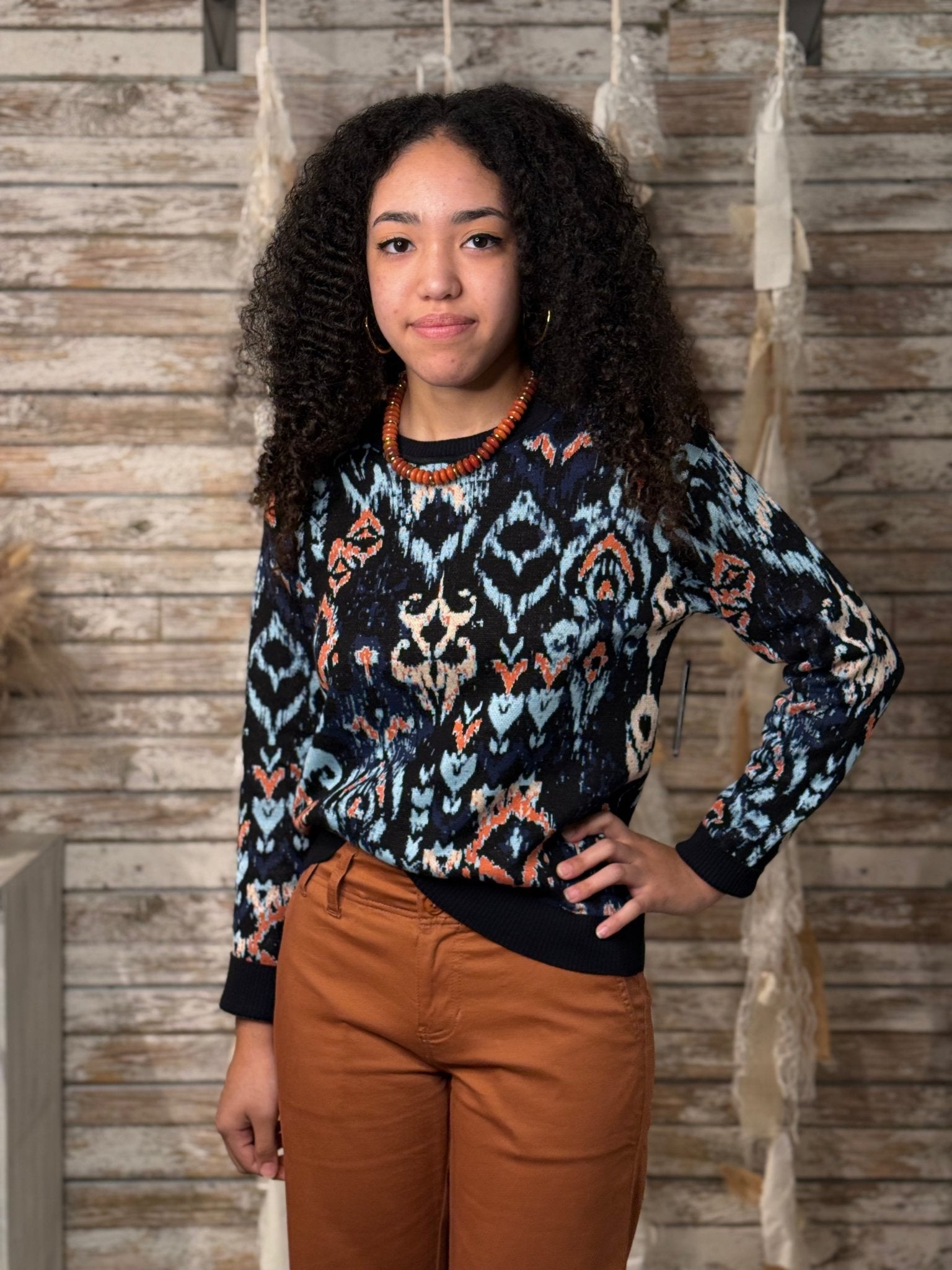 Midnight Mirage Jacquard Sweater - Mainstream Boutique
