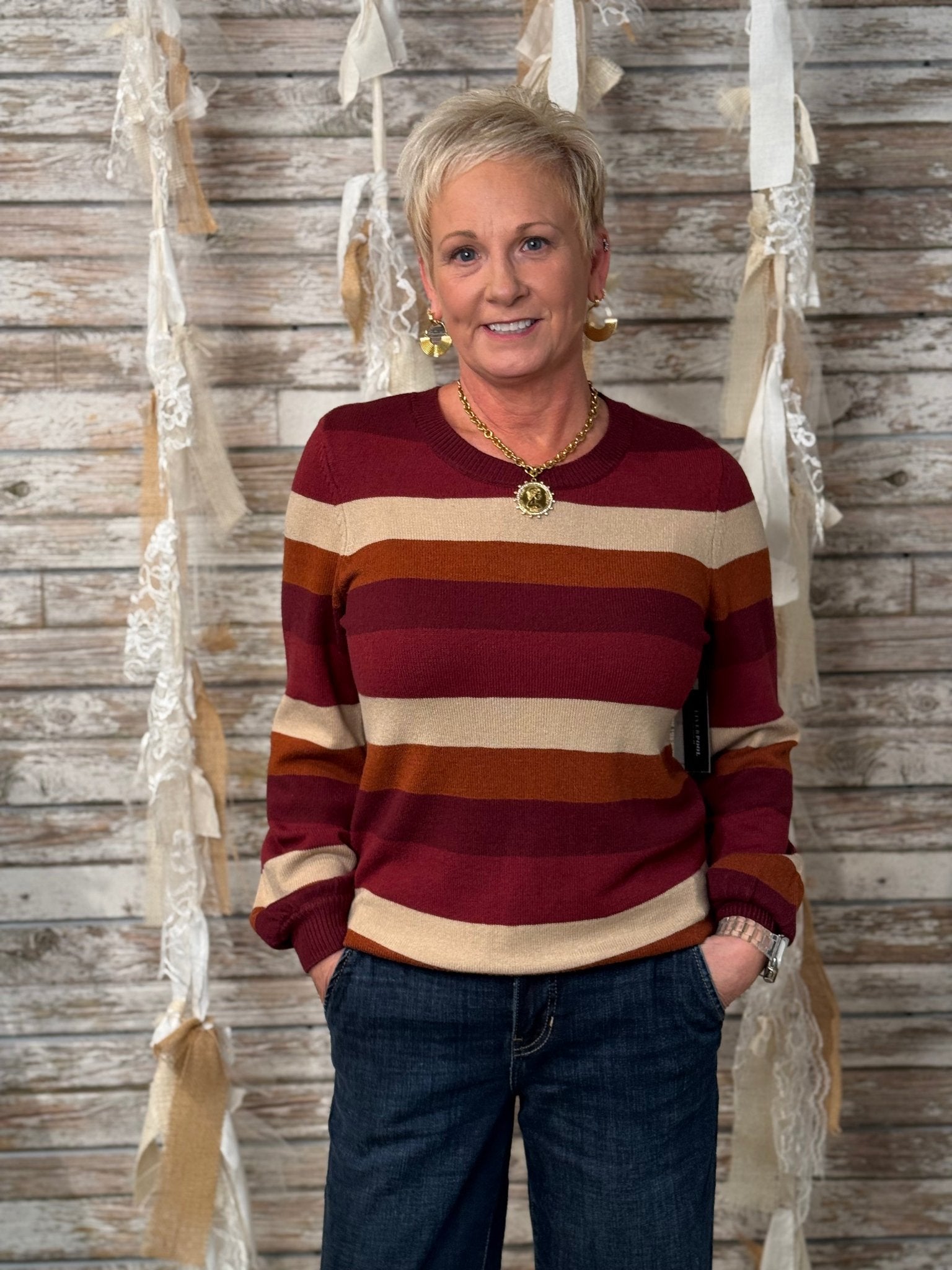 Autumn Stroll Stripe Sweater - Mainstream Boutique
