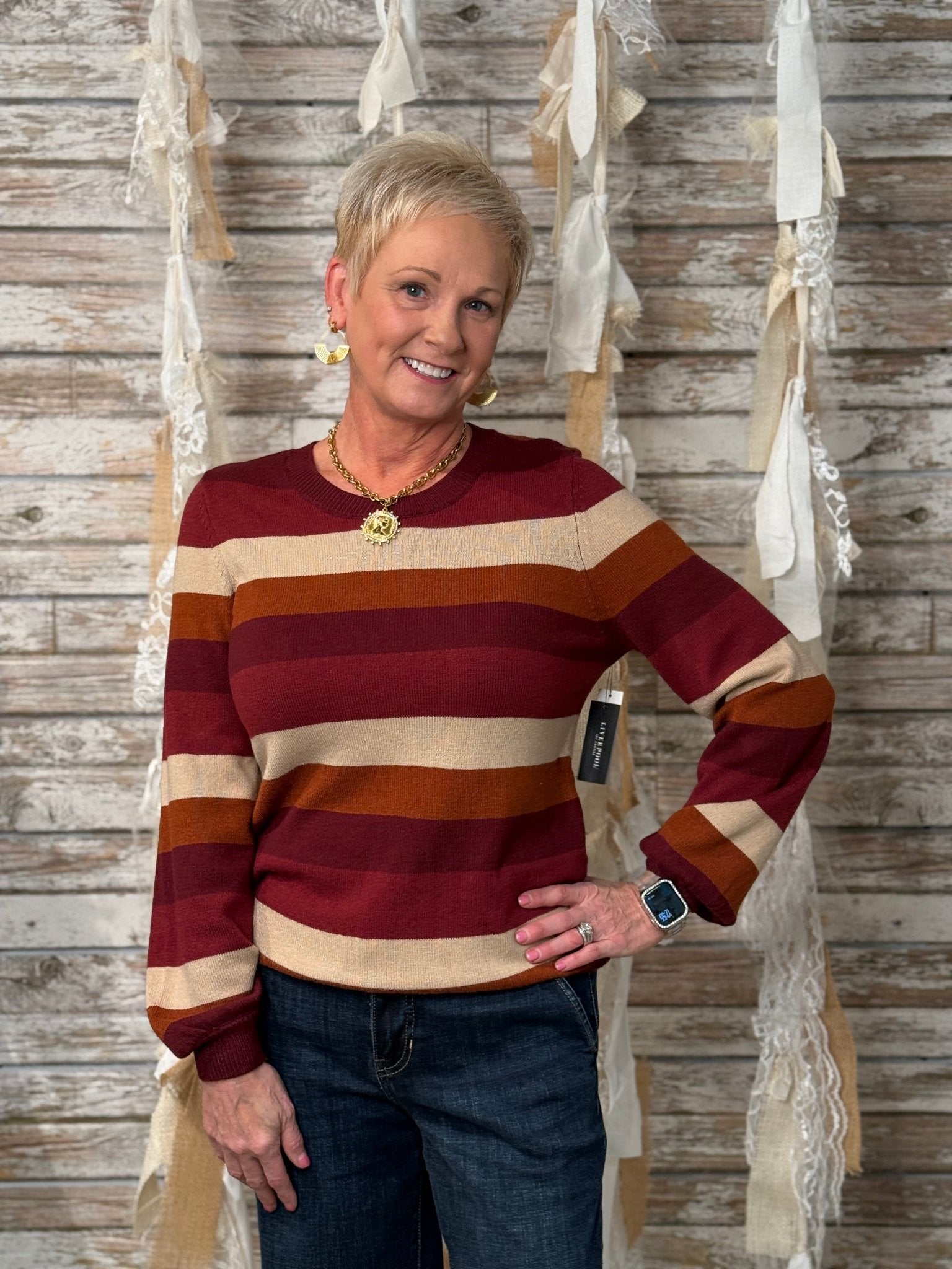 Autumn Stroll Stripe Sweater - Mainstream Boutique