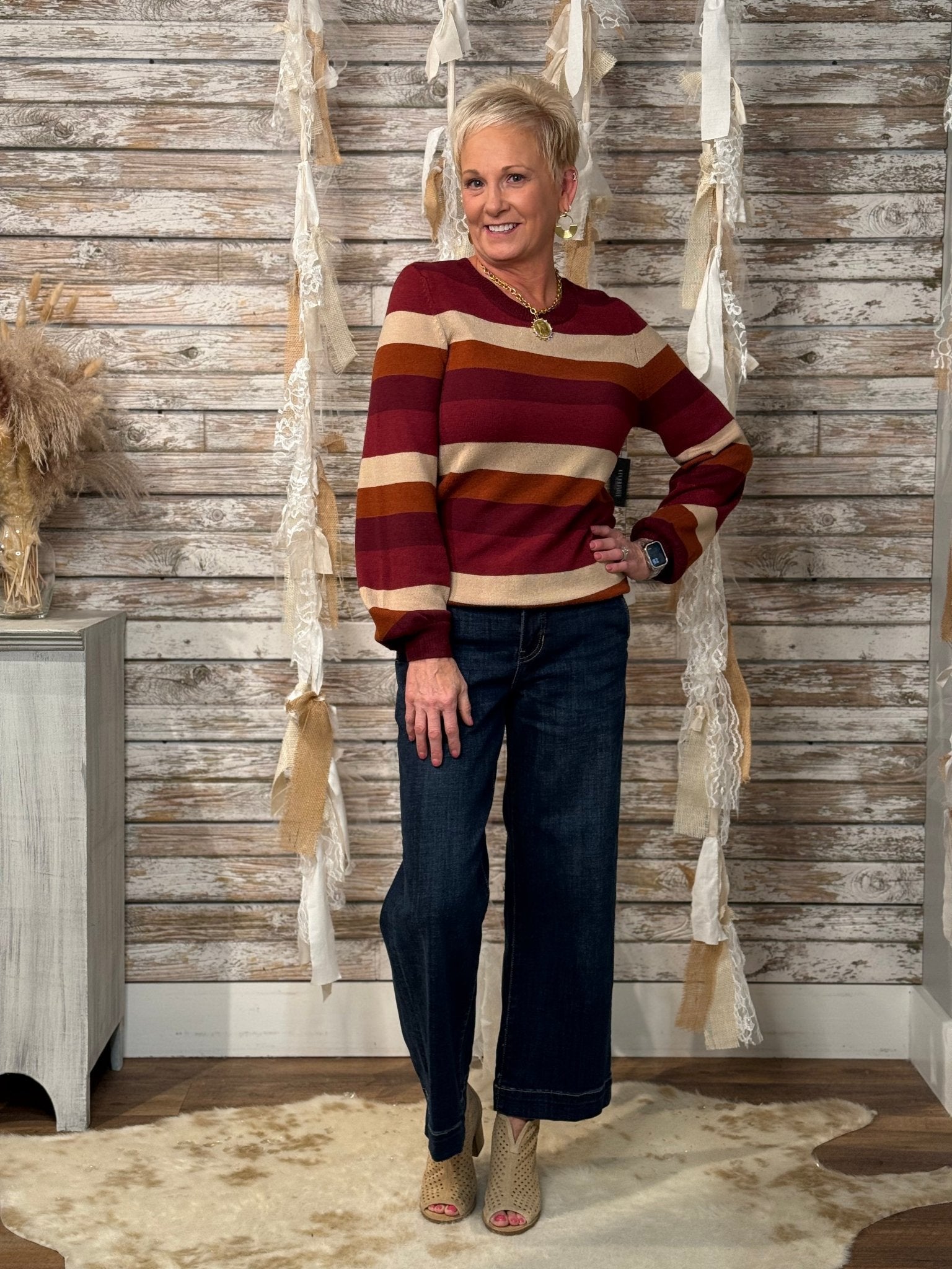 Autumn Stroll Stripe Sweater - Mainstream Boutique
