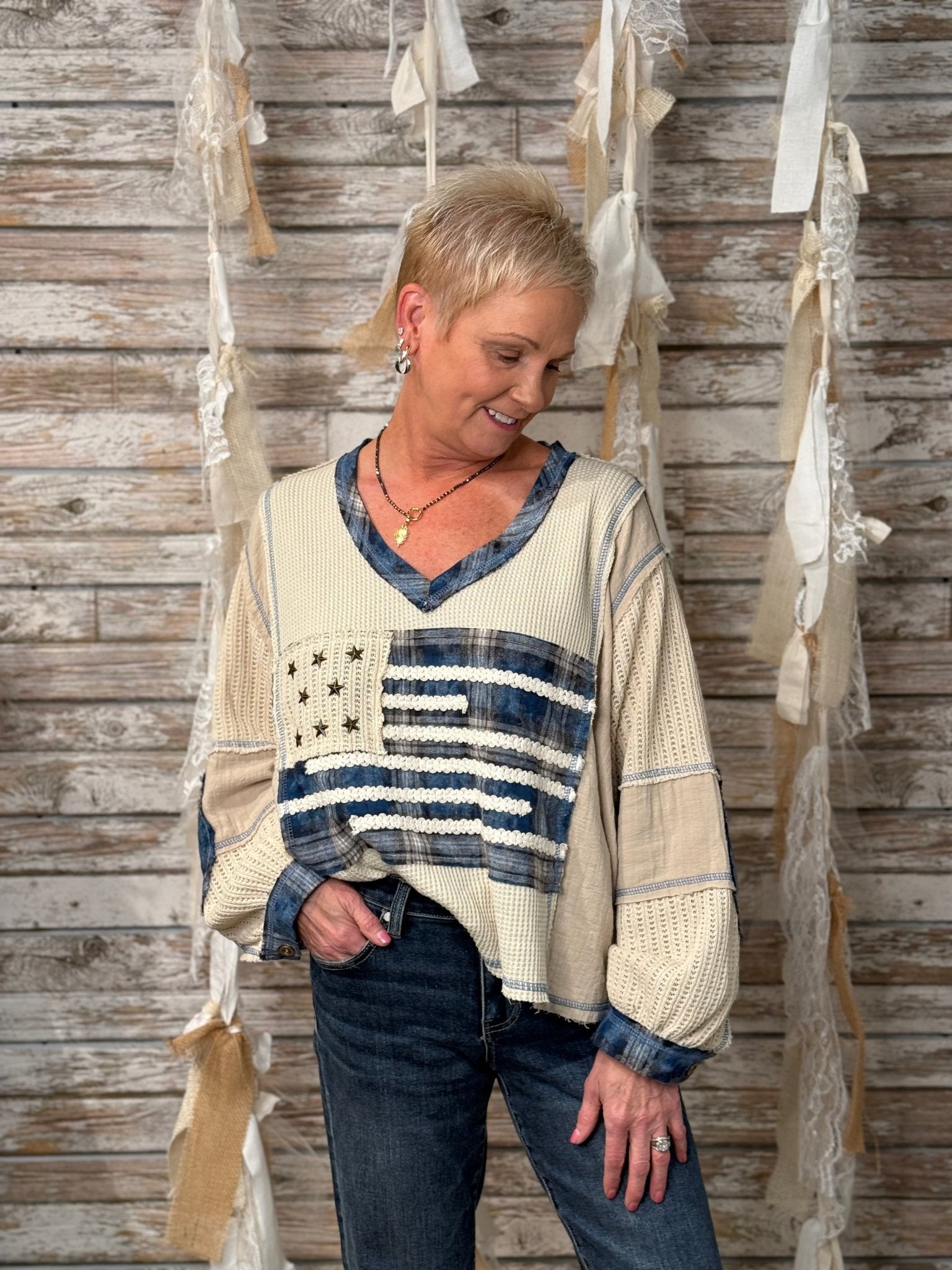 Star - Spangled Patchwork Pullover - Mainstream Boutique