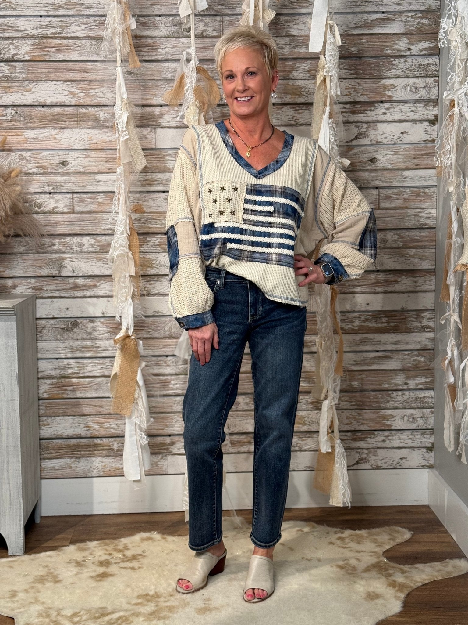Star - Spangled Patchwork Pullover - Mainstream Boutique