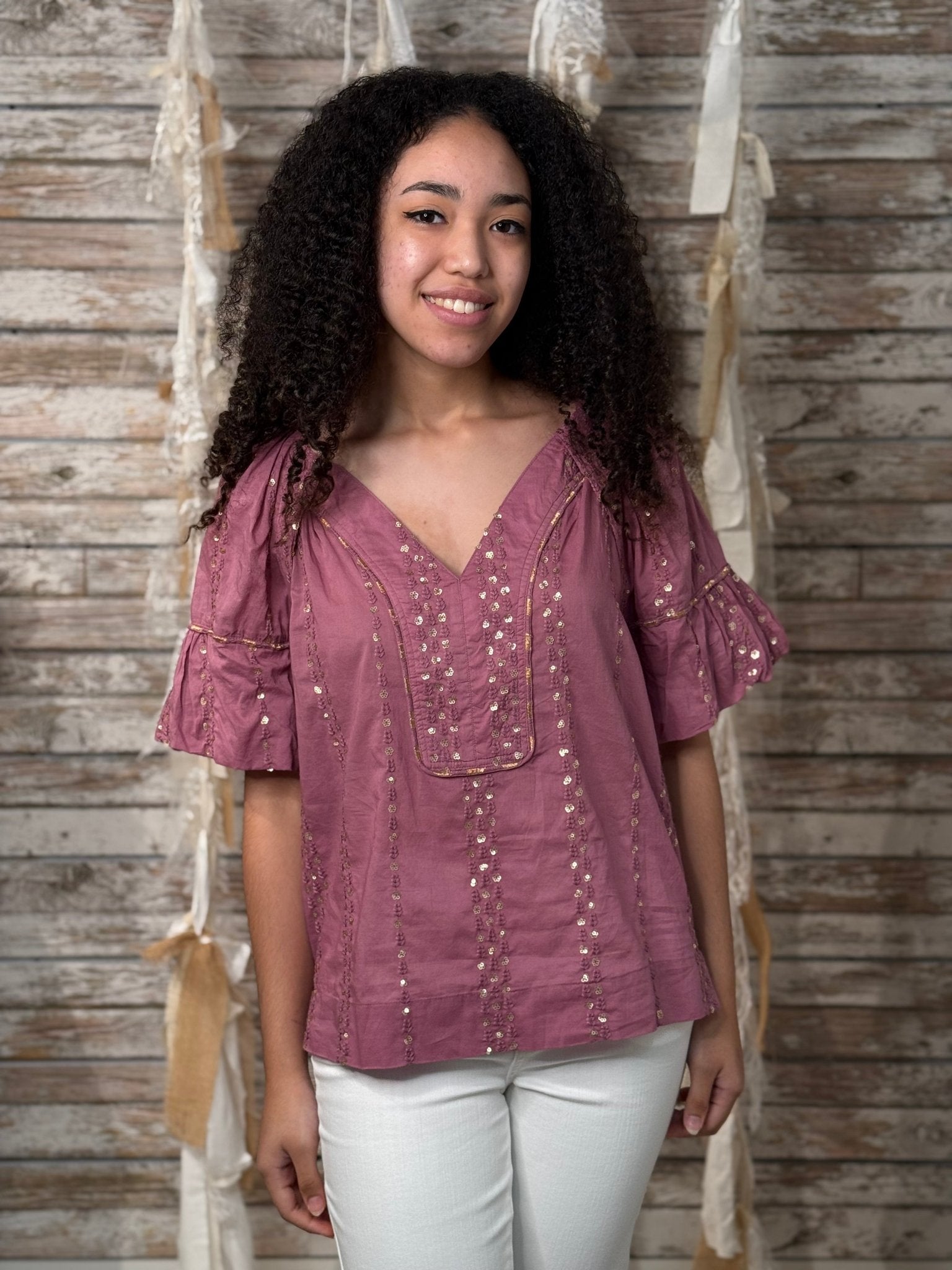 Shine On Embroidered Top - Mainstream Boutique