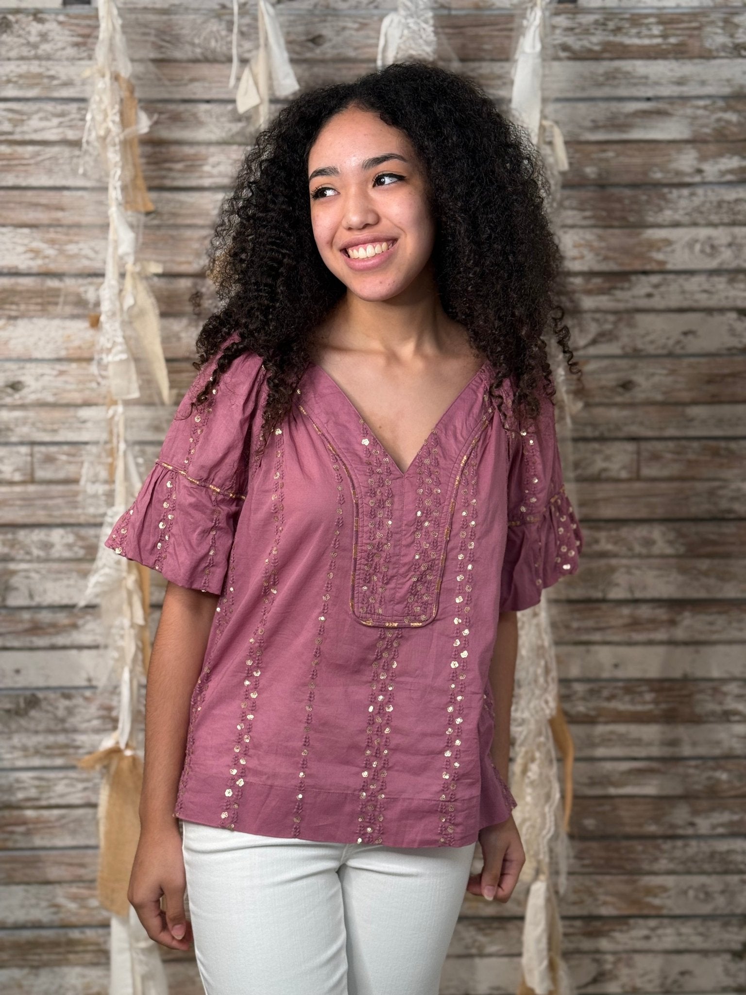 Shine On Embroidered Top - Mainstream Boutique