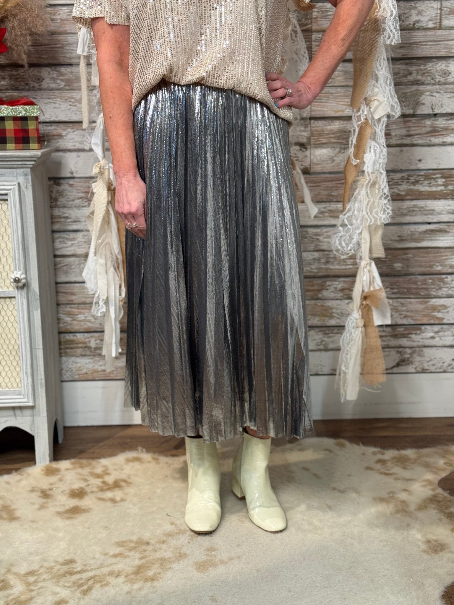 Luxe Lumière Pleated Midi Skirt - Mainstream Boutique