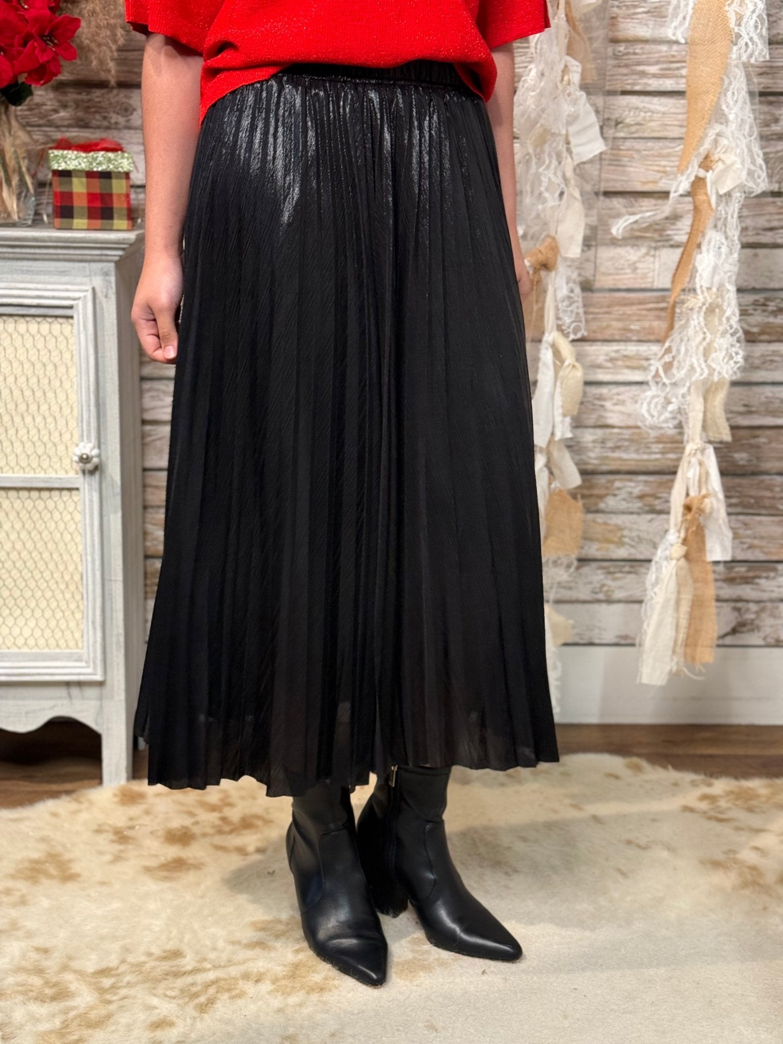 Luxe Lumière Pleated Midi Skirt - Mainstream Boutique