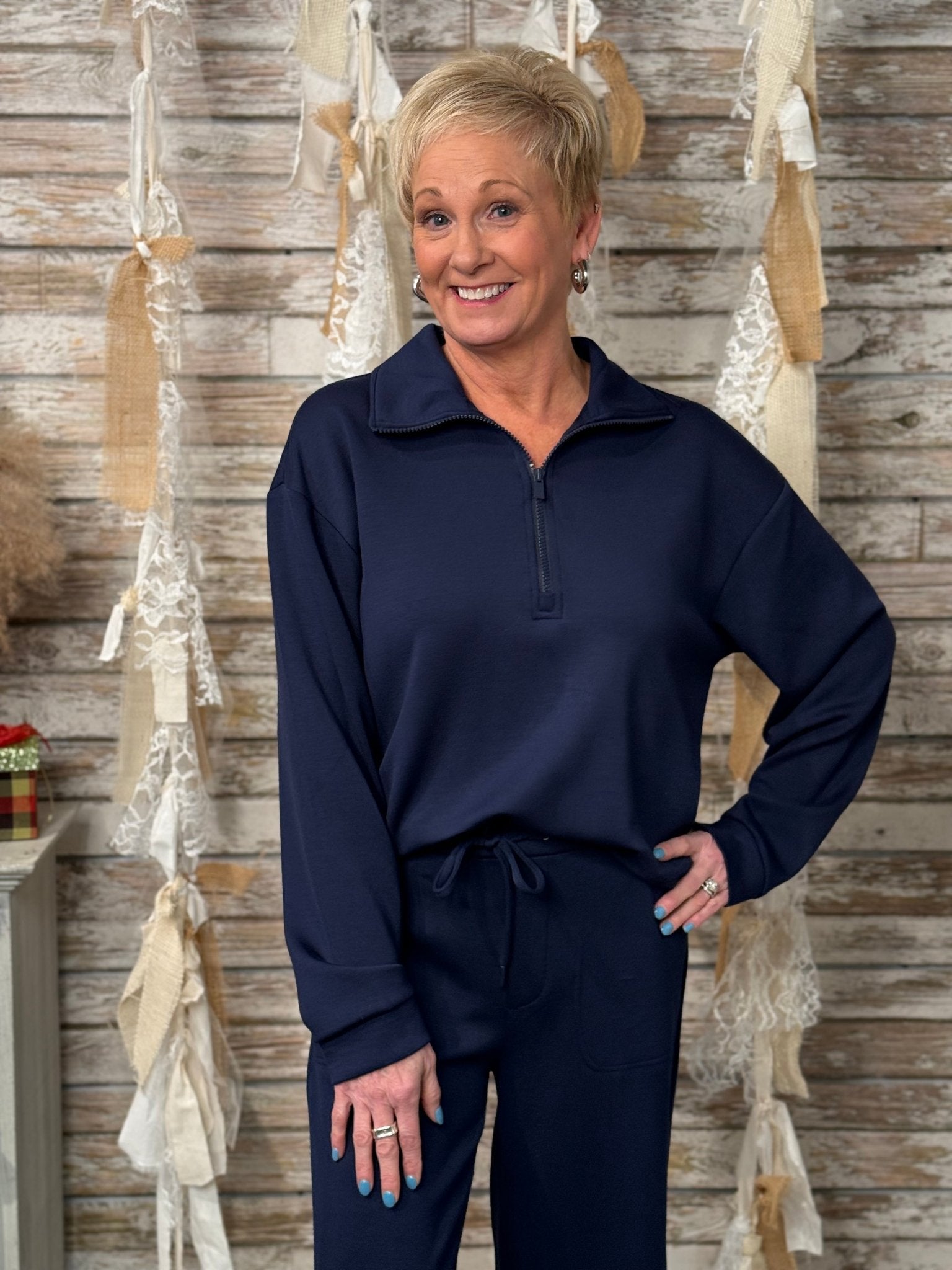 Liverpool Soft Stretch Half - Zip Popover Top - Mainstream Boutique