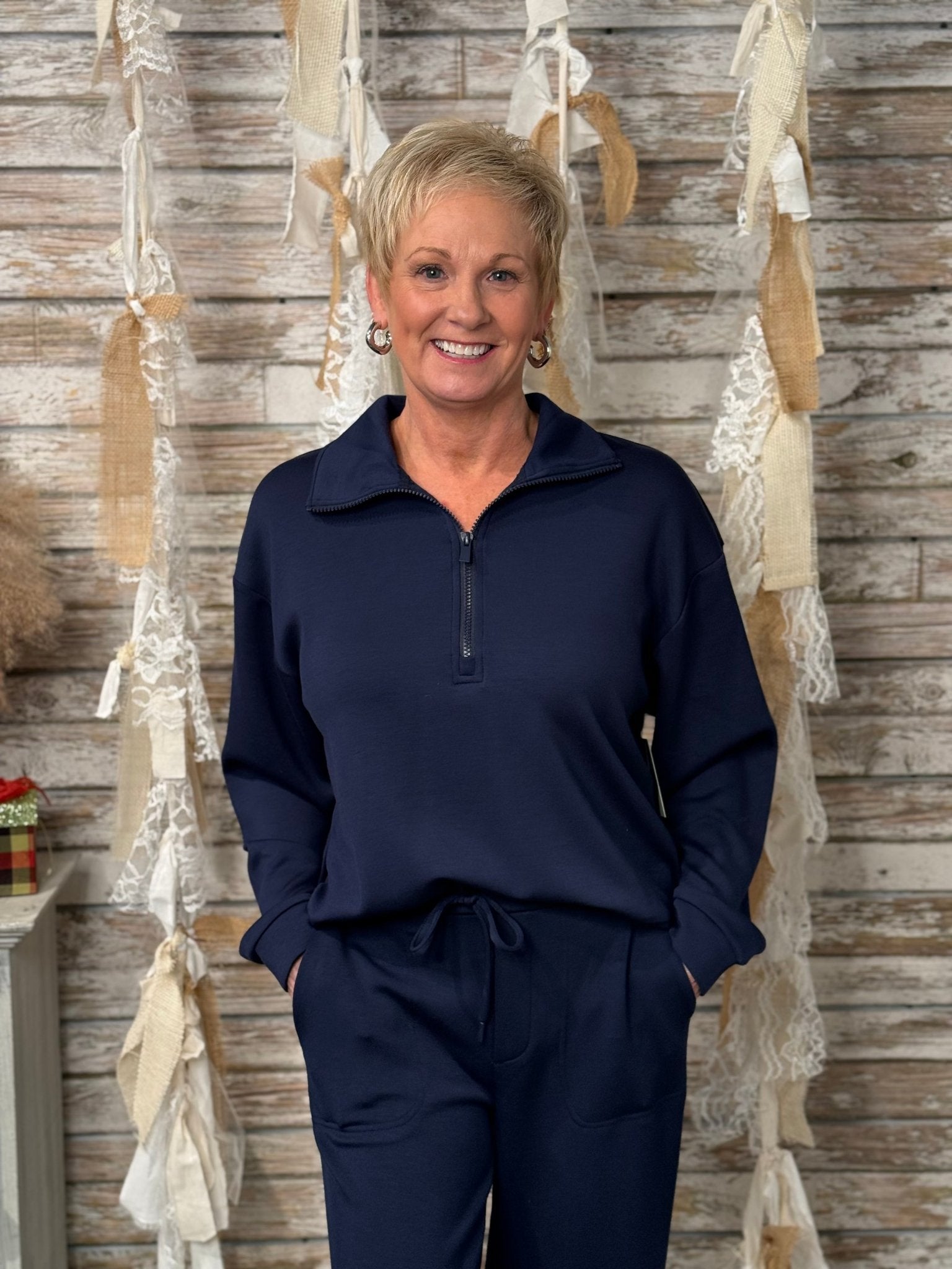 Liverpool Soft Stretch Half - Zip Popover Top - Mainstream Boutique