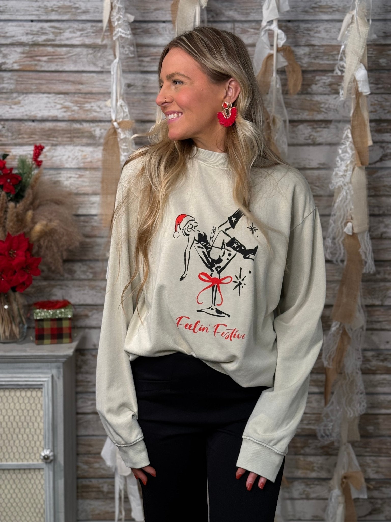 Feelin' Festive Mineral Graphic Sweatshirt - Mainstream Boutique