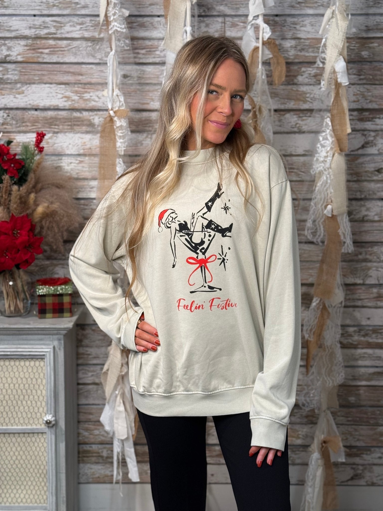 Feelin' Festive Mineral Graphic Sweatshirt - Mainstream Boutique