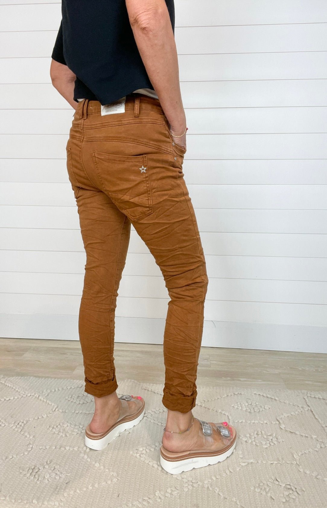 Mixed Button Crinkle Jeans - Mainstream Boutique