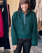 Mac & Me Half Zip Sweatshirt Forest Green - Mainstream Boutique
