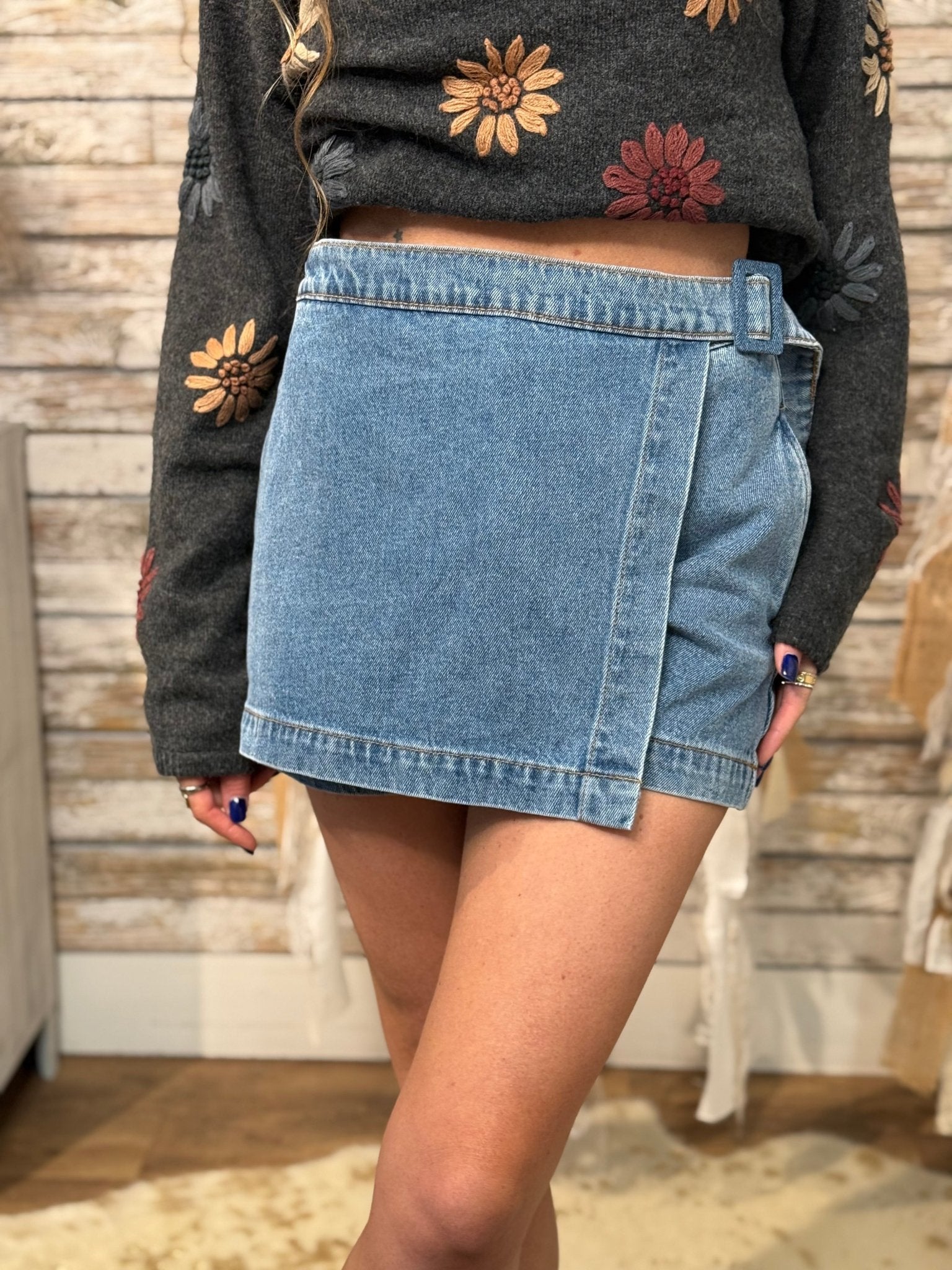 Downtown Edge Denim Skort - Mainstream Boutique