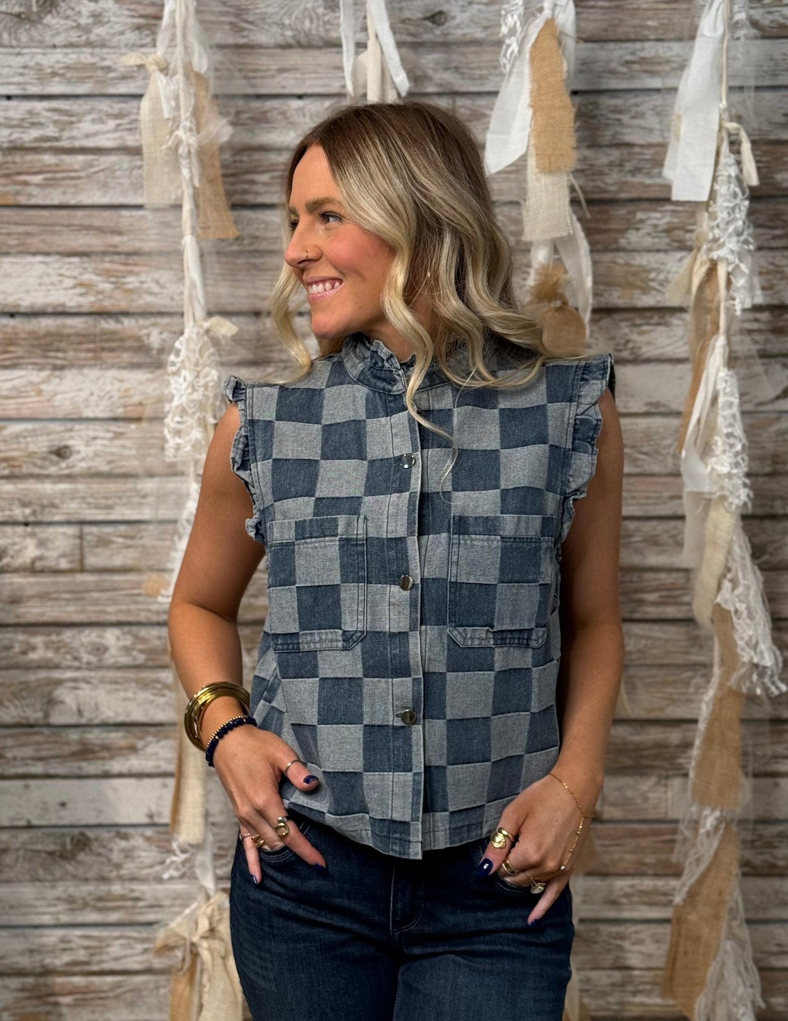 Lainey Checkmate Vest - Mainstream Boutique