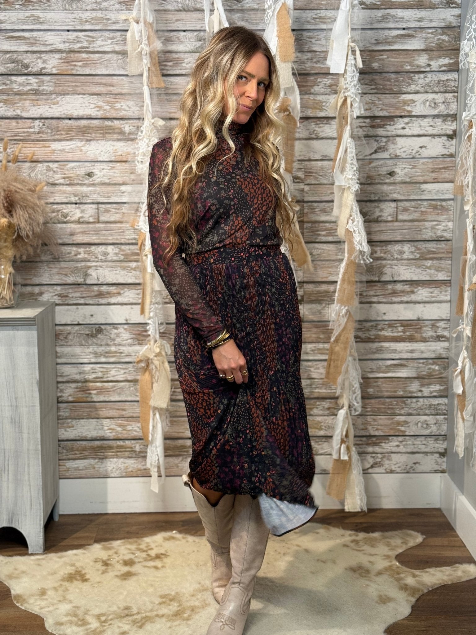Autumn Drift Plissé Skirt - Mainstream Boutique