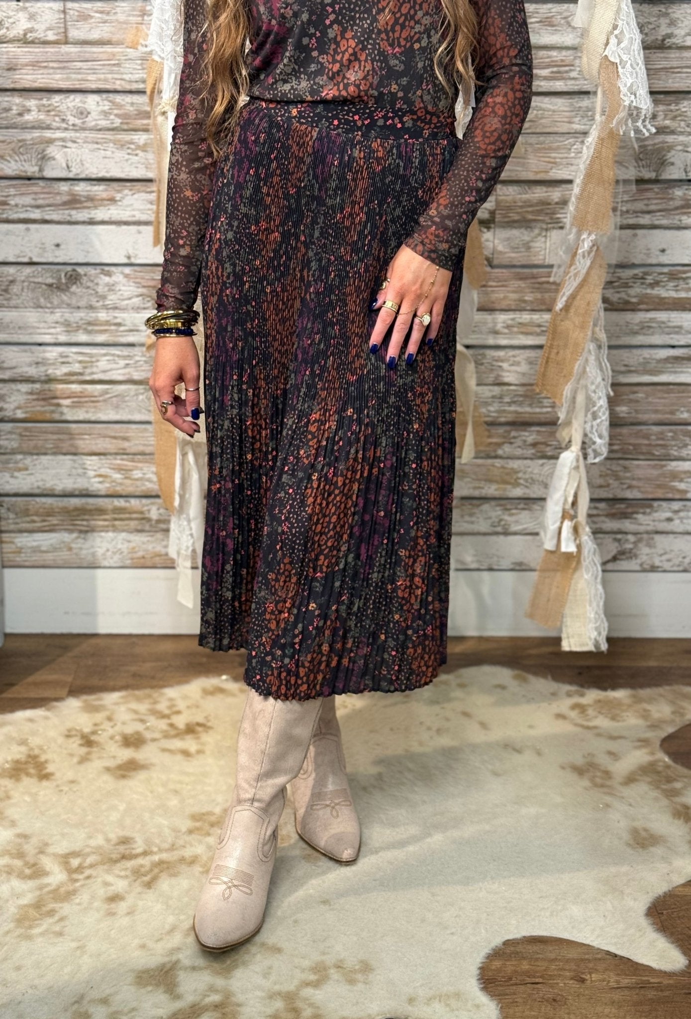 Autumn Drift Plissé Skirt - Mainstream Boutique