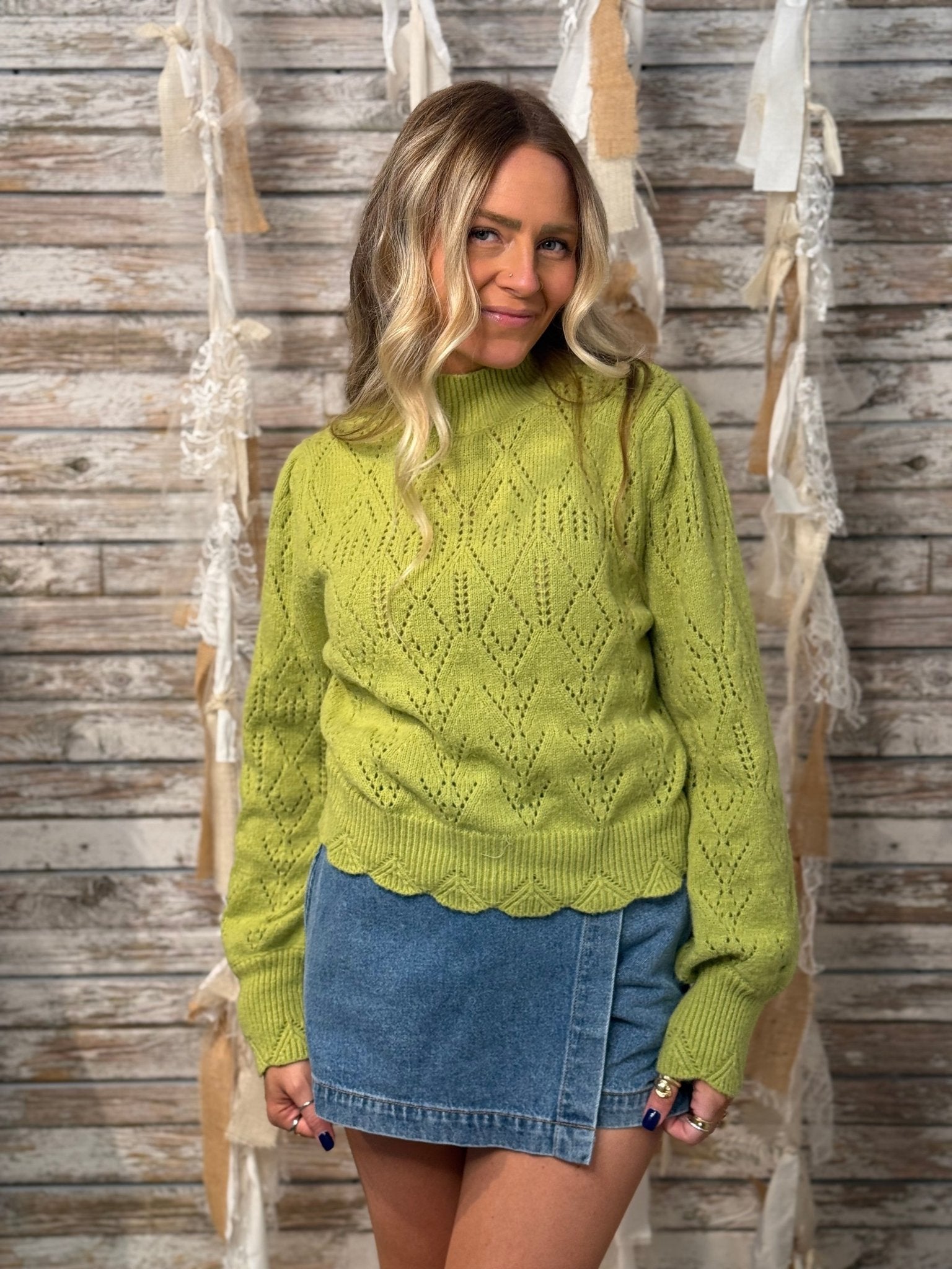 Mac And Me Delicate Drape Pointelle Sweater - Mainstream Boutique
