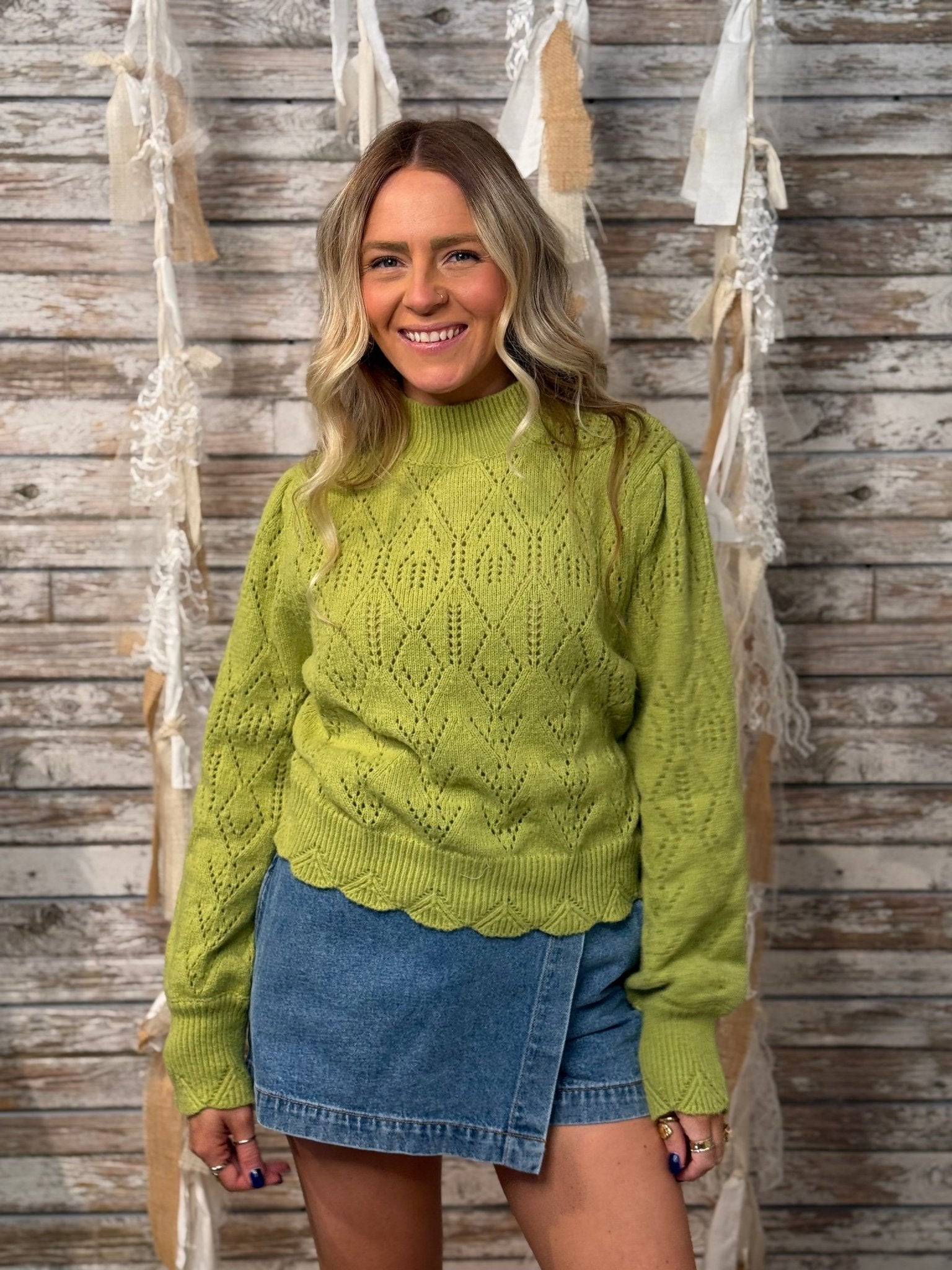 Mac And Me Delicate Drape Pointelle Sweater - Mainstream Boutique