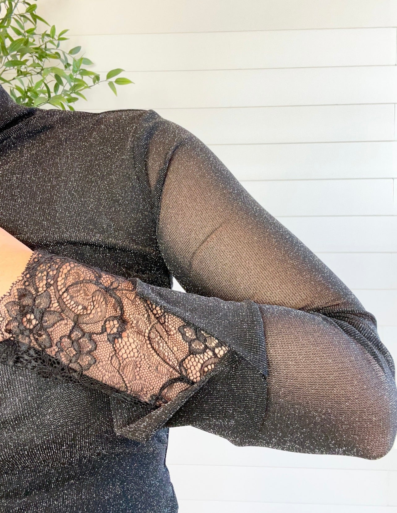 Lace Peek - a - Boo Sparkling Mesh Top - Mainstream Boutique
