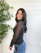 Lace Peek - a - Boo Sparkling Mesh Top - Mainstream Boutique