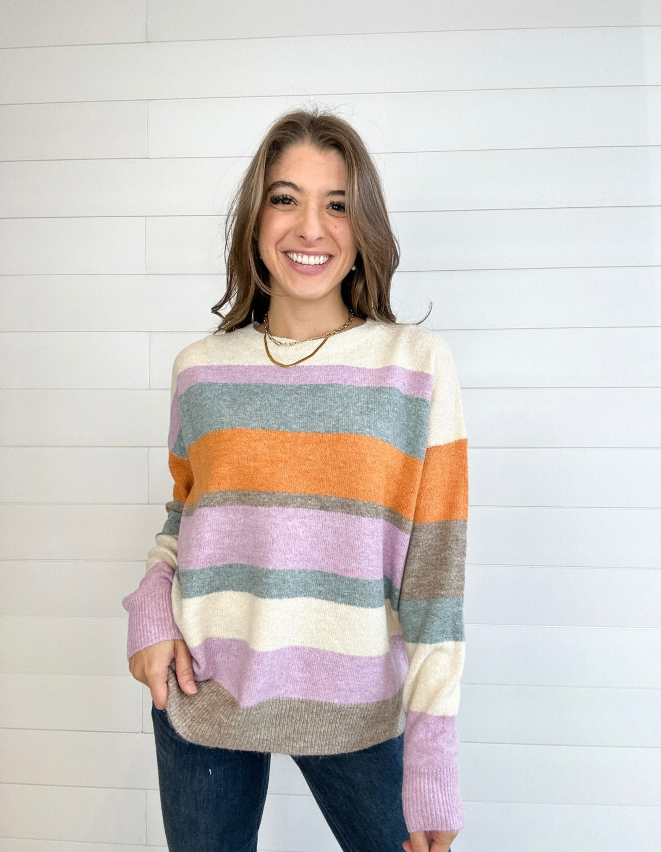 Multi Stripe Everyday Sweater - Mainstream Boutique