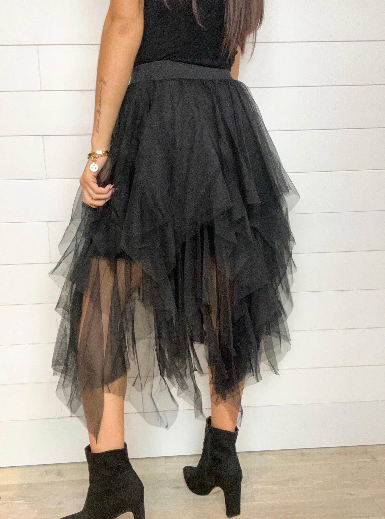 Irregular Hem Tiered Mesh Skirt - Mainstream Boutique