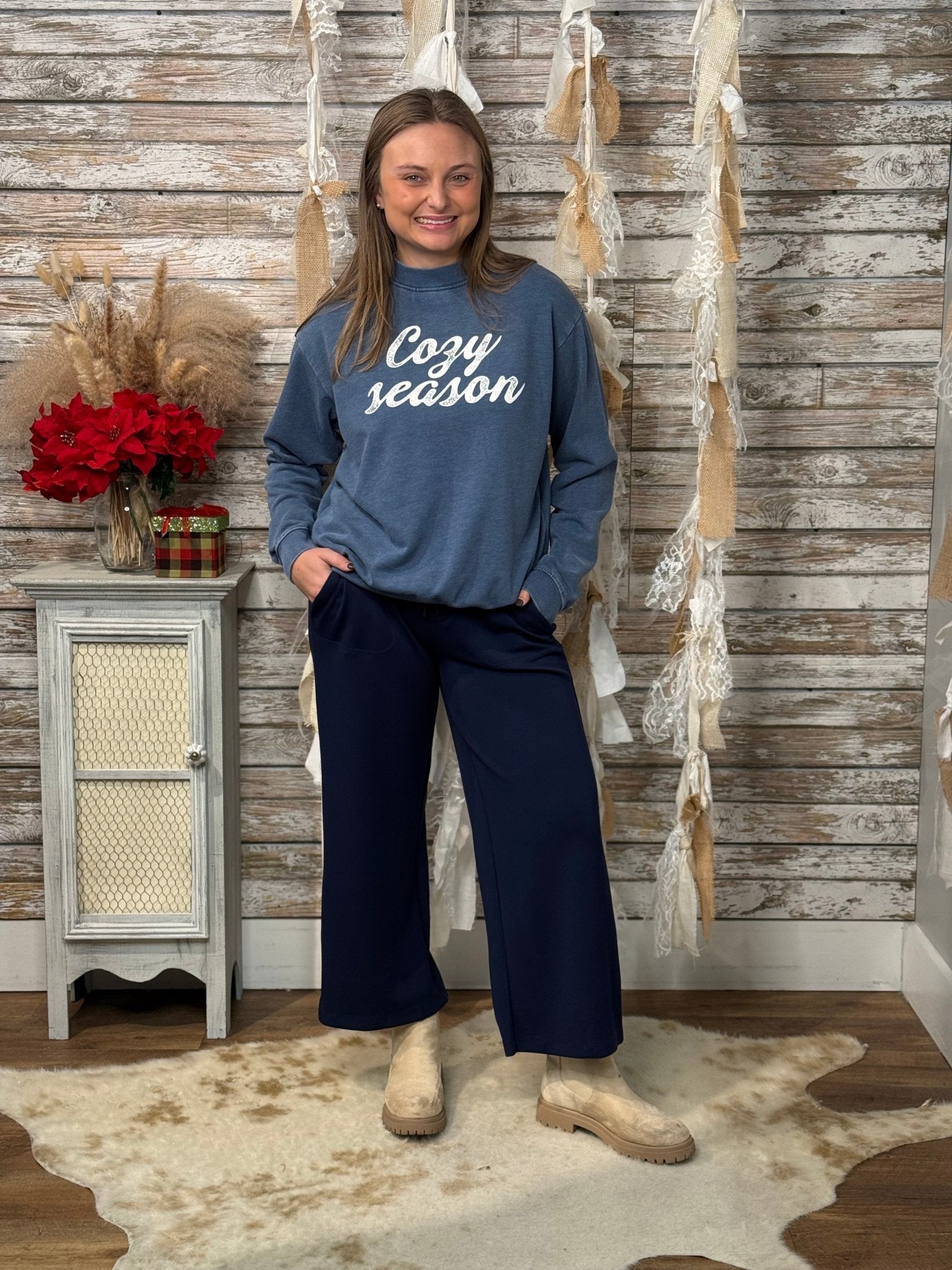 Cozy Season Mineral Wash Graphic Sweatshirt - Mainstream Boutique