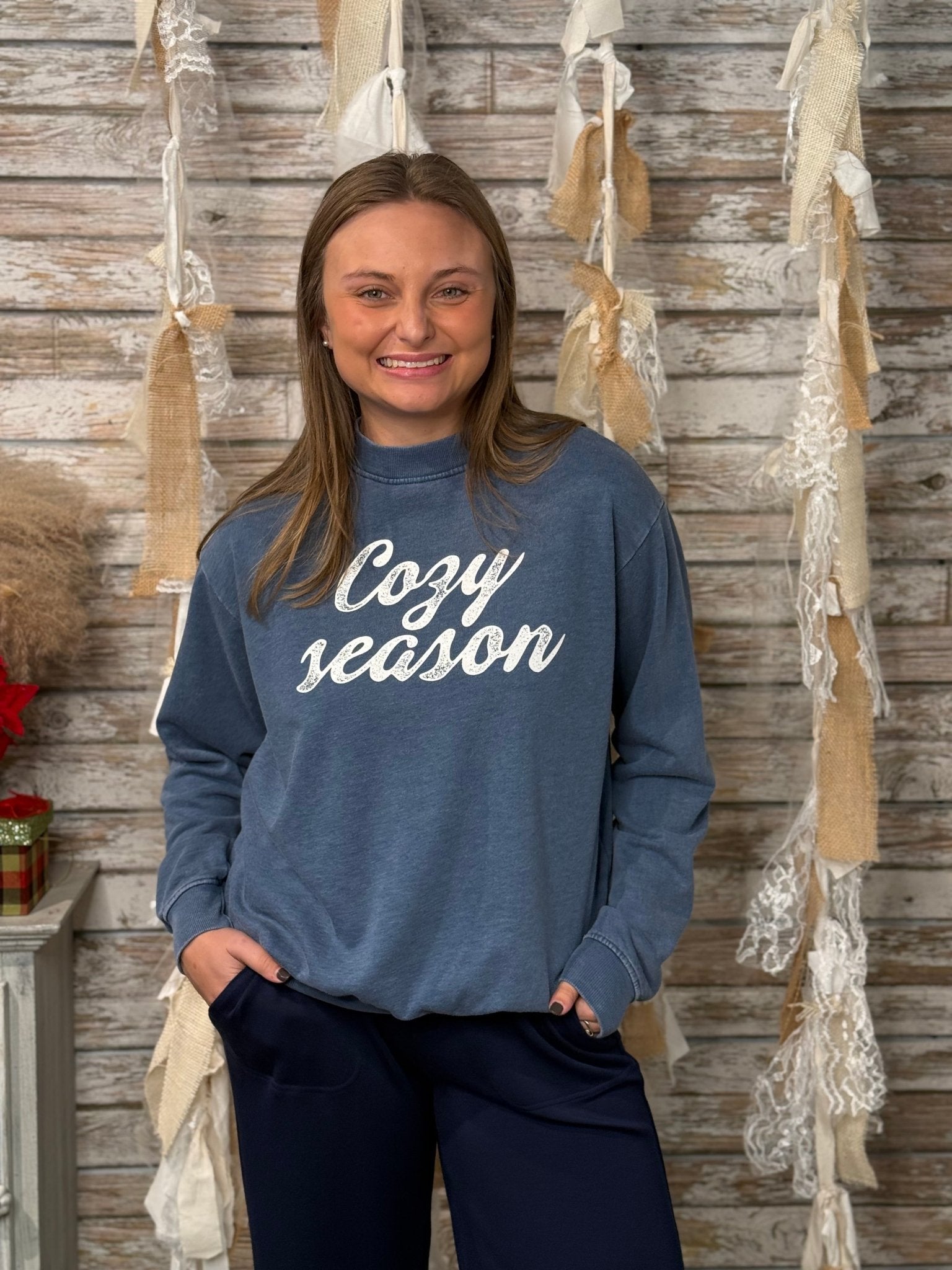 Cozy Season Mineral Wash Graphic Sweatshirt - Mainstream Boutique