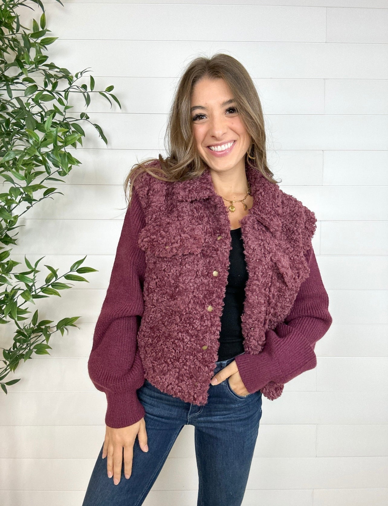 Mixed Media Sweater Jacket - Mainstream Boutique