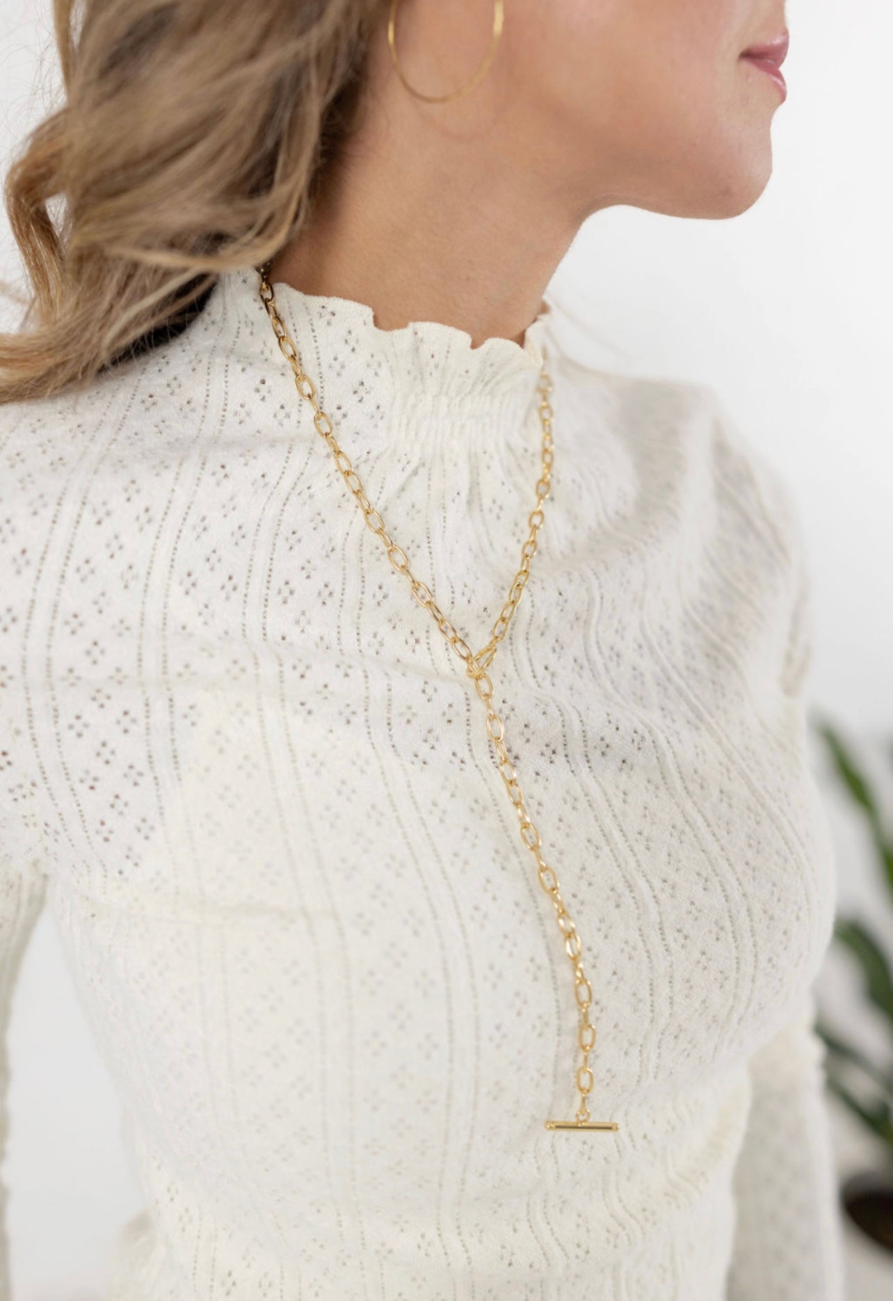 Diamond Eyelet Lettuce Edge Top - Mainstream Boutique