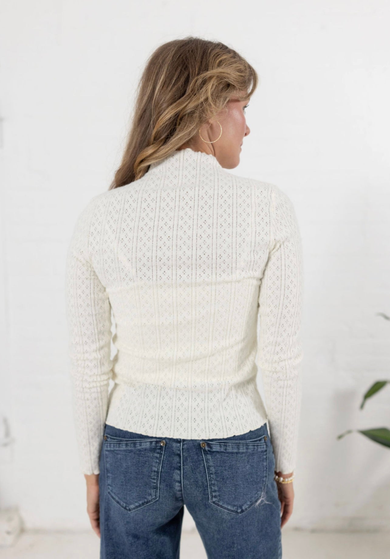 Diamond Eyelet Lettuce Edge Top - Mainstream Boutique
