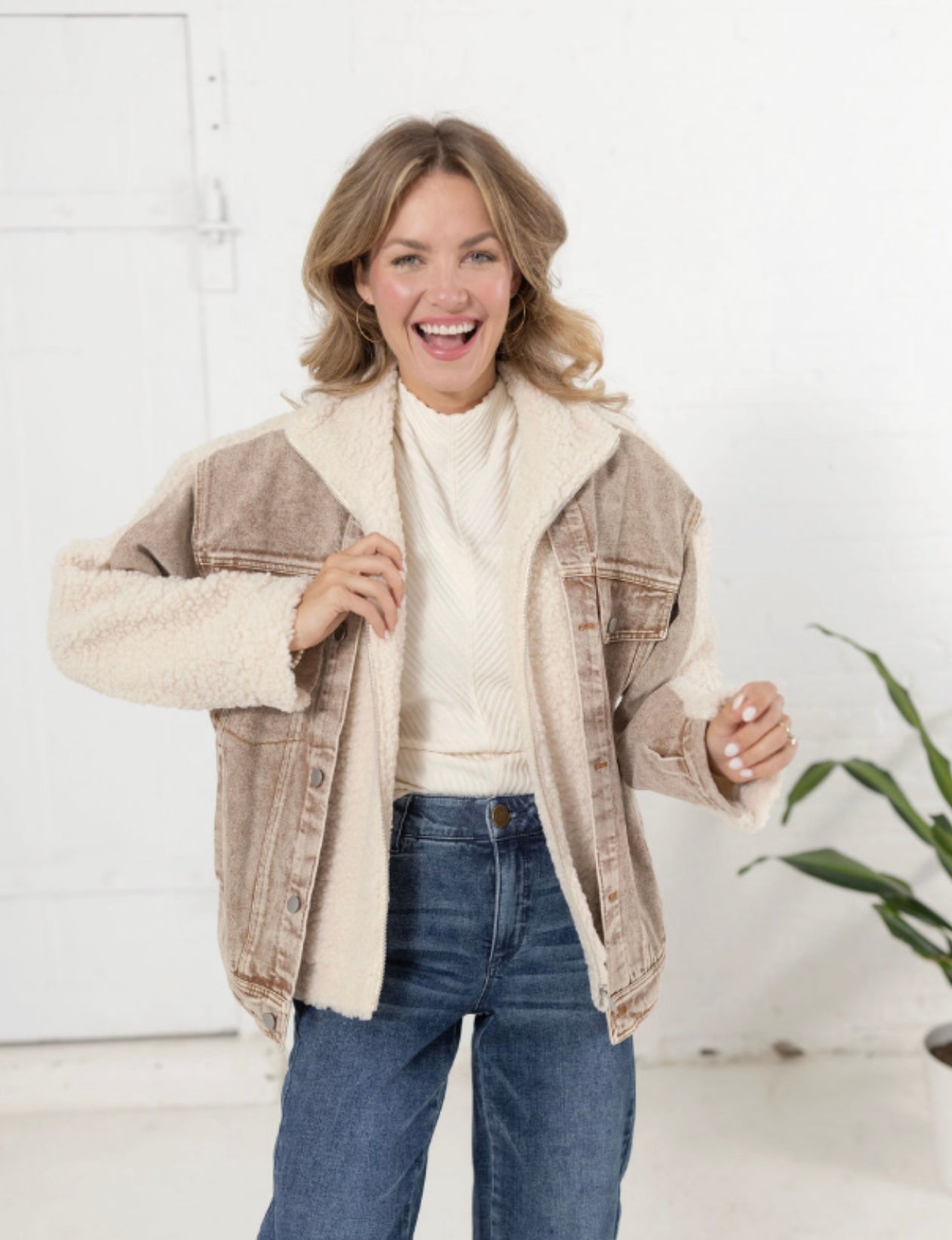 Sherpa & Denim Twofer Jacket - Mainstream Boutique