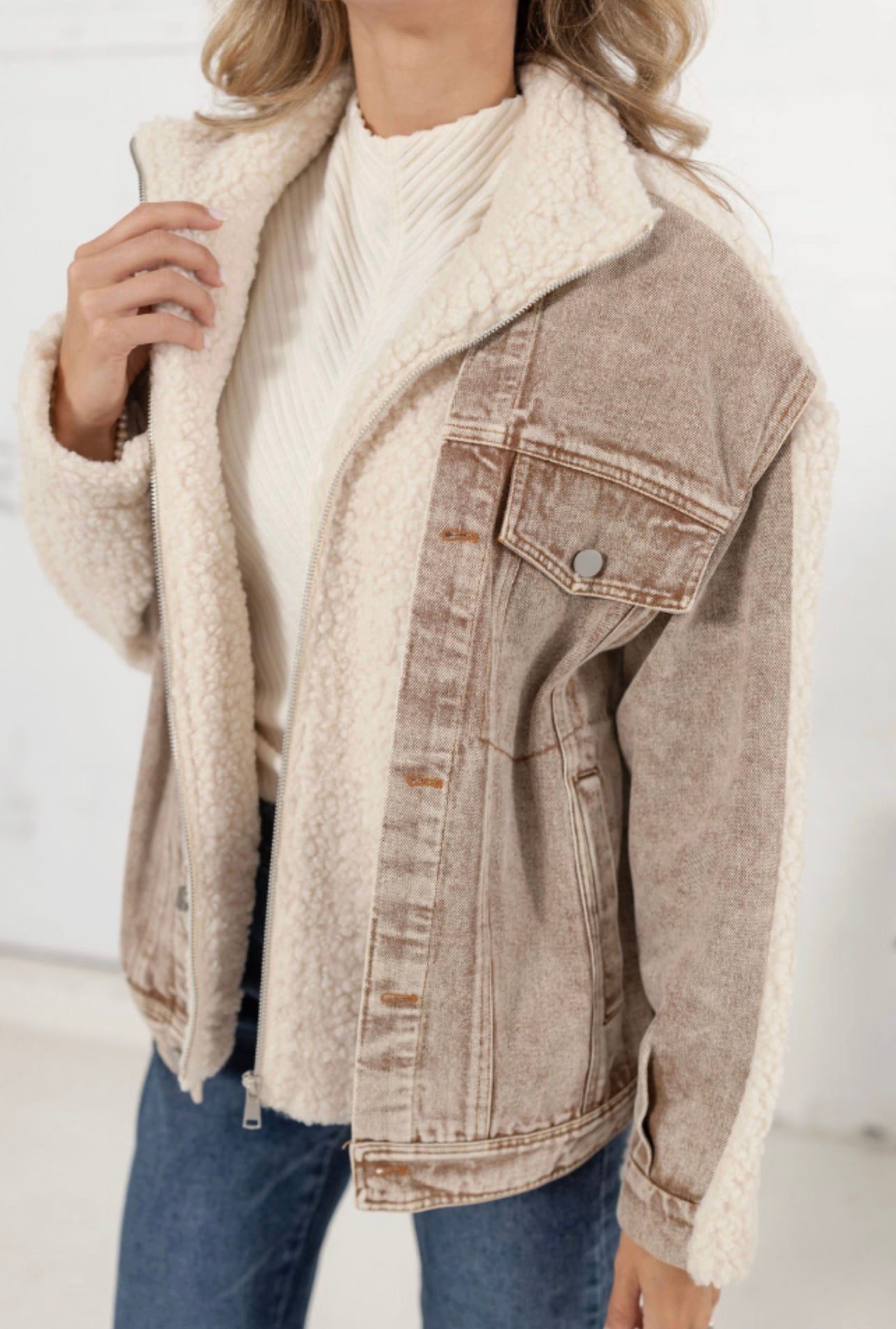 Sherpa & Denim Twofer Jacket - Mainstream Boutique