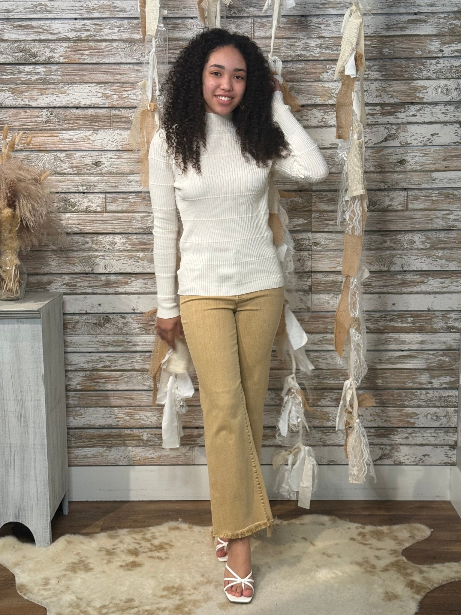 Sleek Lines Mock Neck Sweater - Mainstream Boutique
