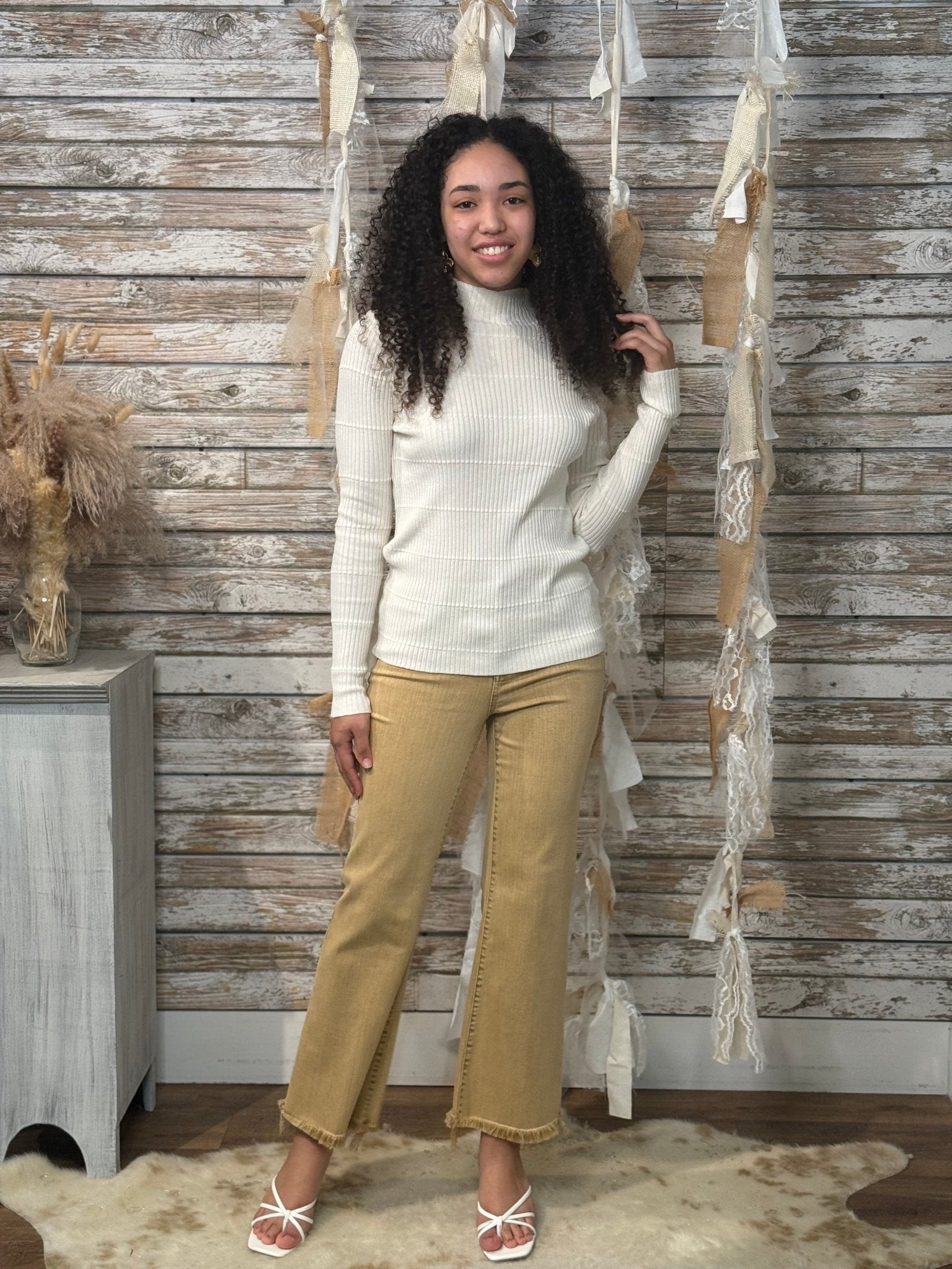 Sleek Lines Mock Neck Sweater - Mainstream Boutique