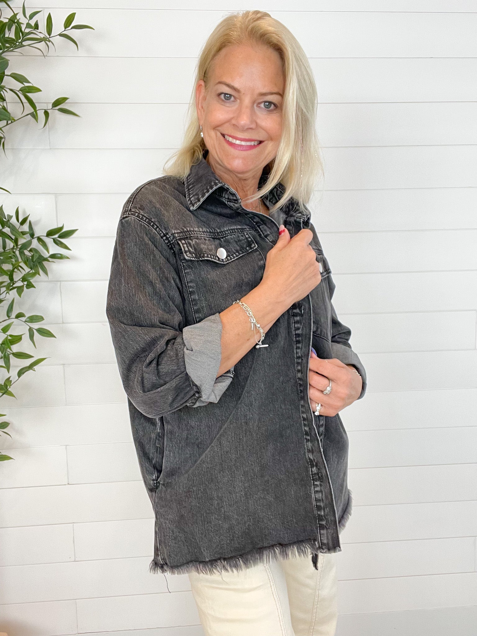 Denim Button Down Jacket - Mainstream Boutique