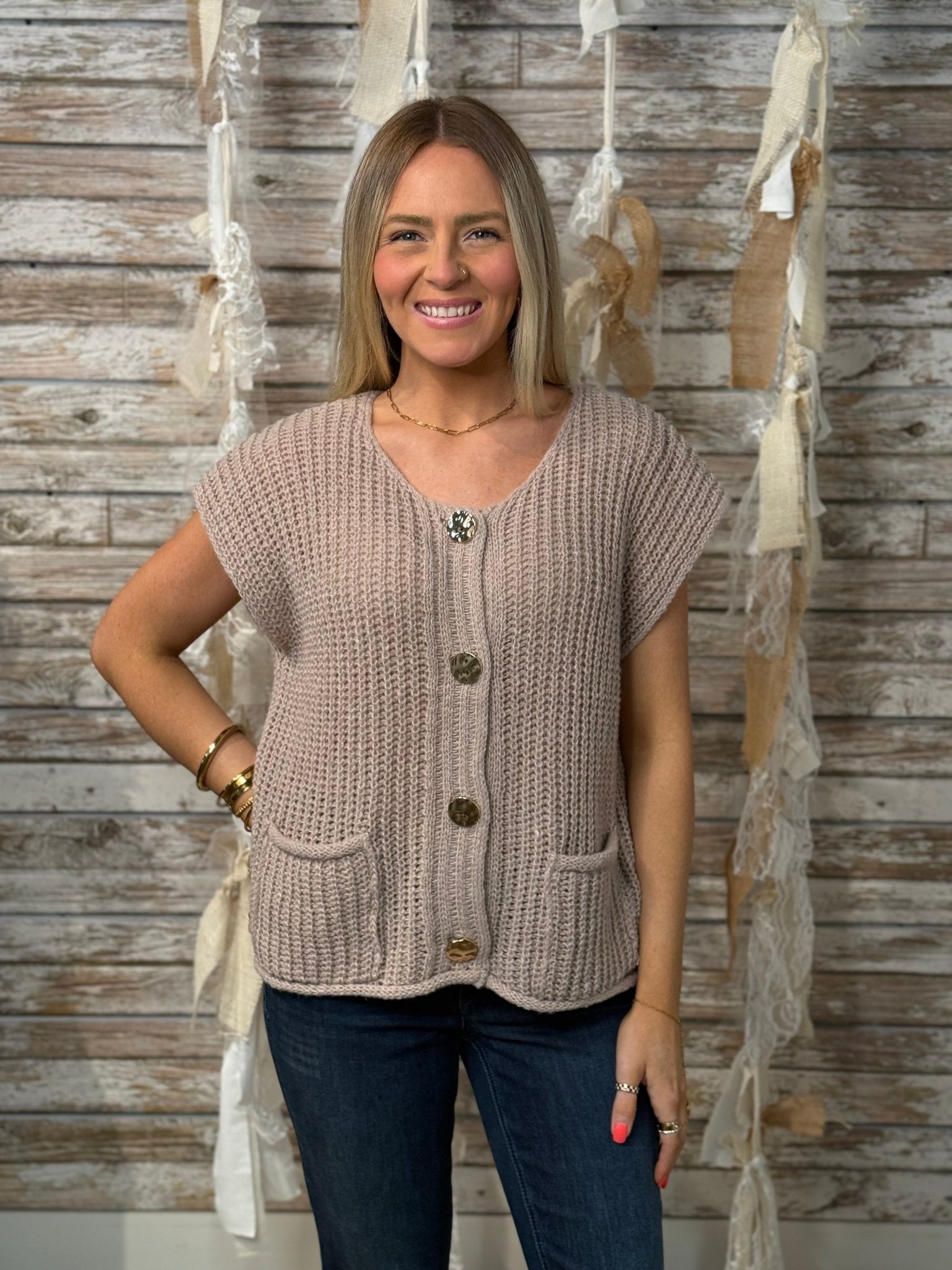 Buttoned Bliss Sweater Vest - Mainstream Boutique