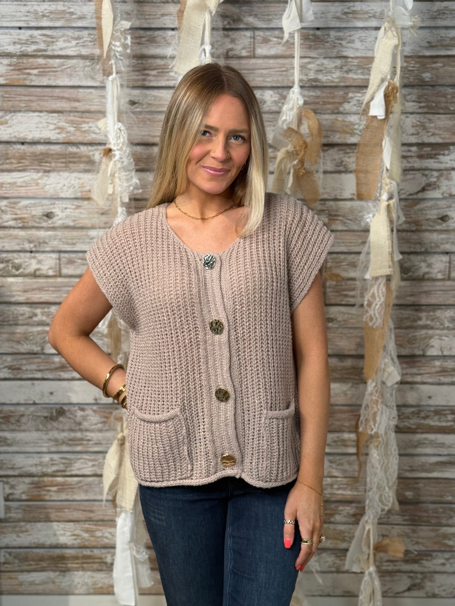 Buttoned Bliss Sweater Vest - Mainstream Boutique