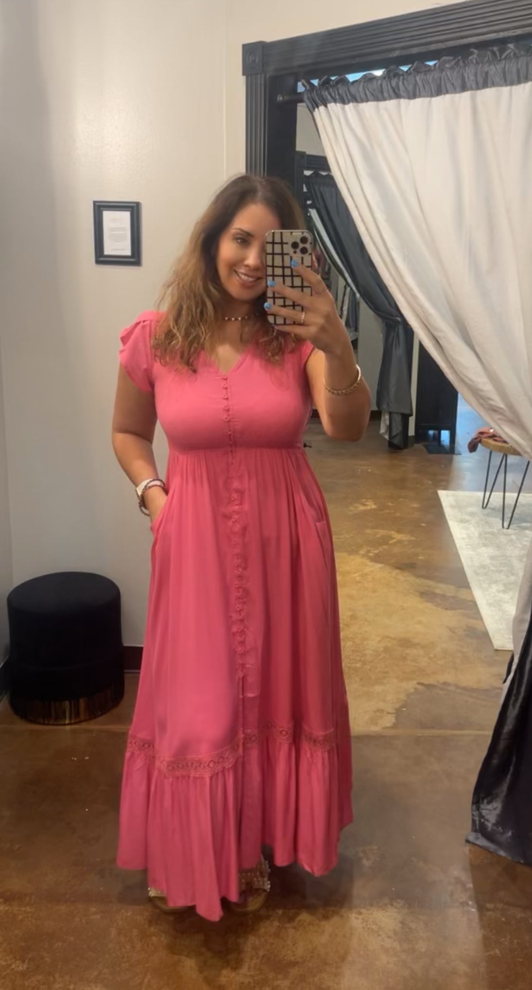 Solid Lace Inset Maxi Dress - Mainstream Boutique