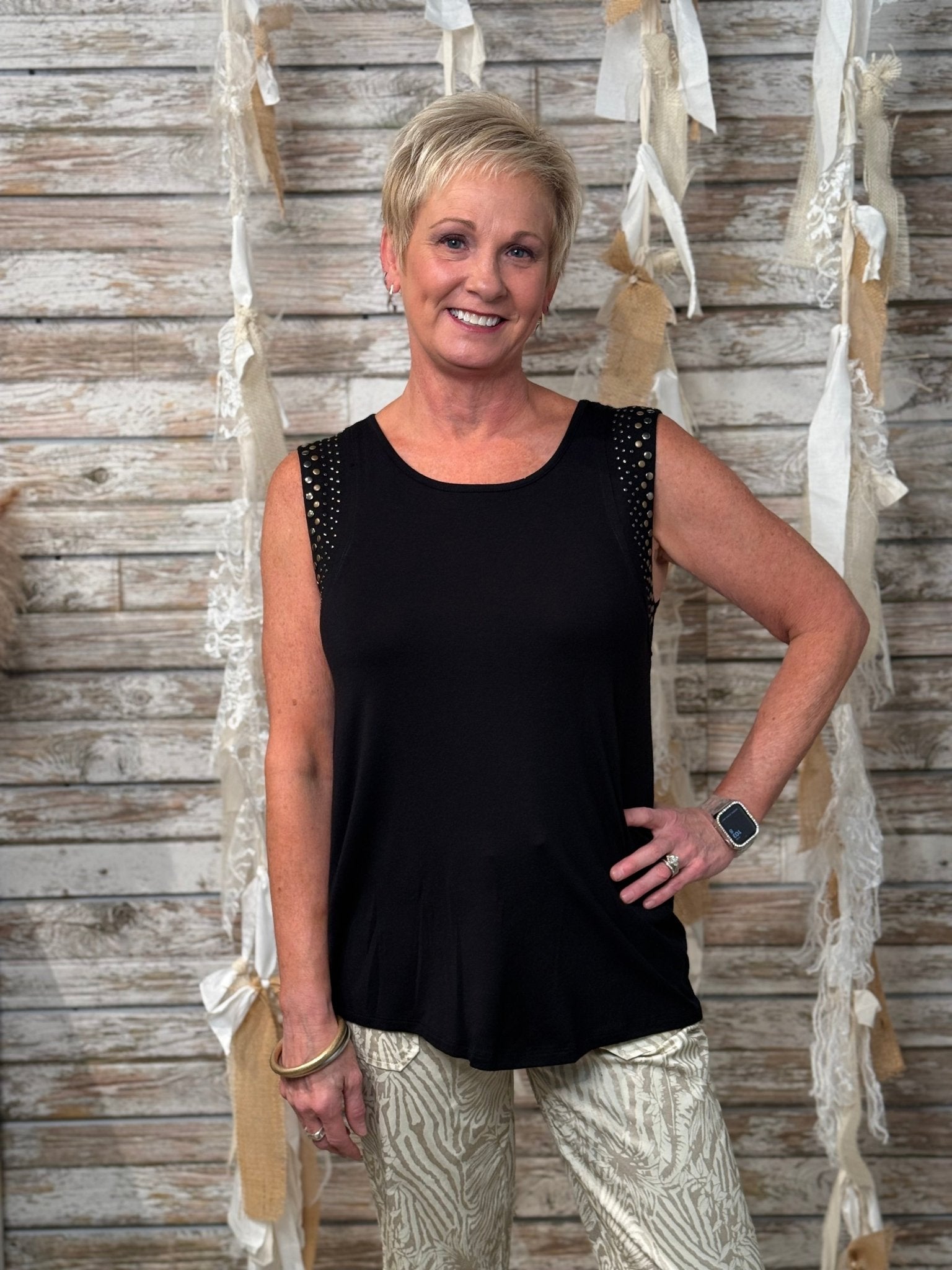 Studded Edge Sleeveless Top - Mainstream Boutique