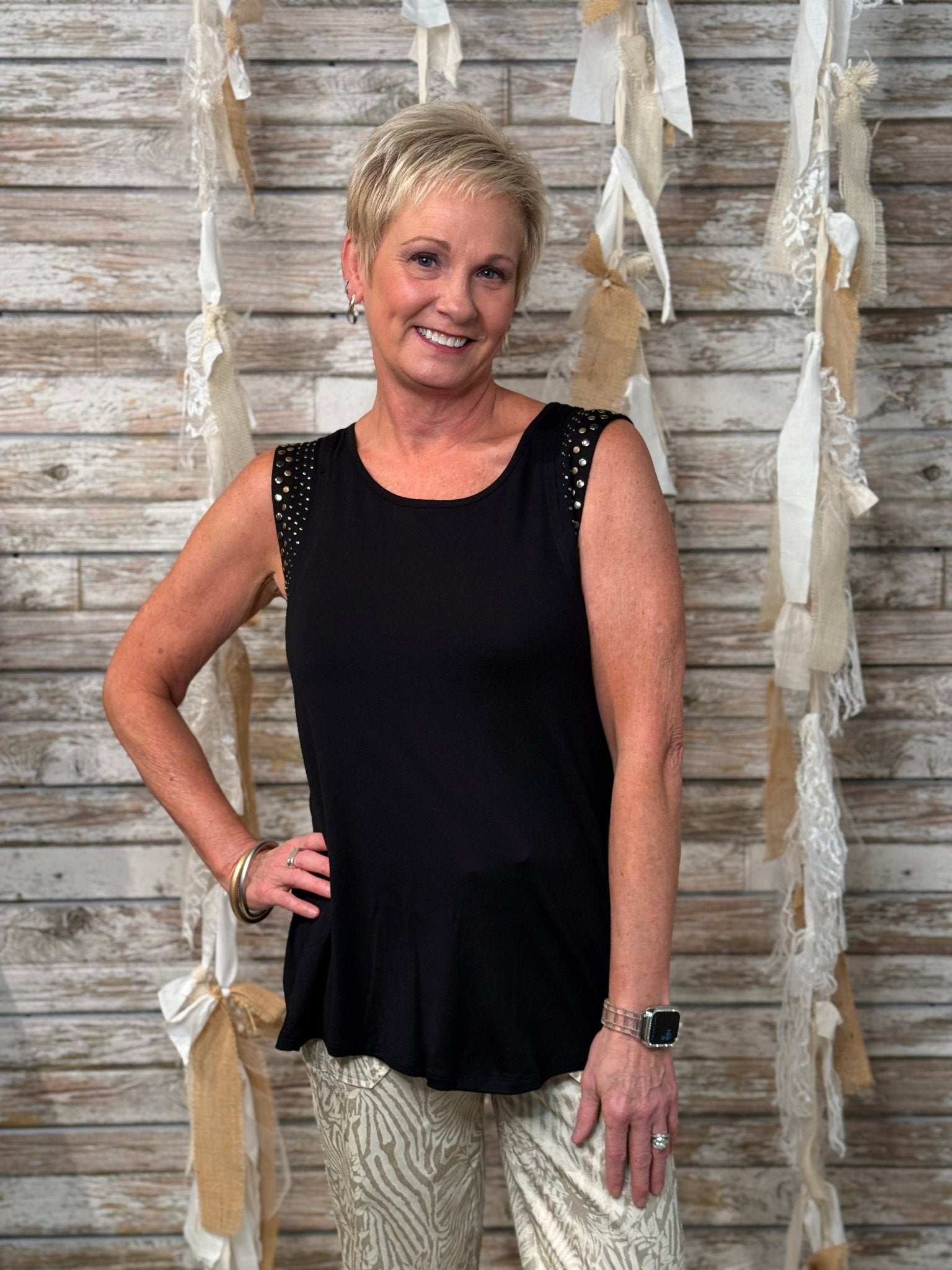 Studded Edge Sleeveless Top - Mainstream Boutique