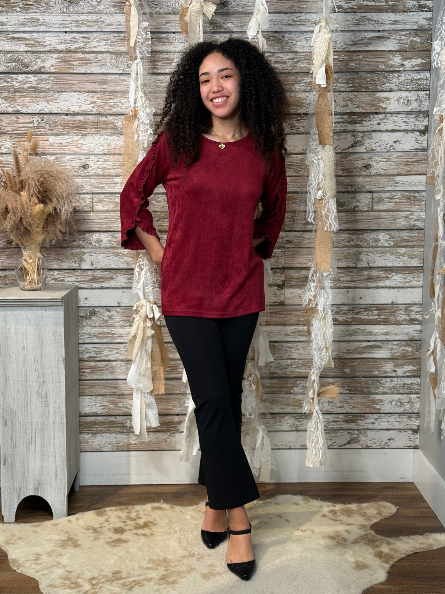 The Arabella Stretch Suede Top - Mainstream Boutique